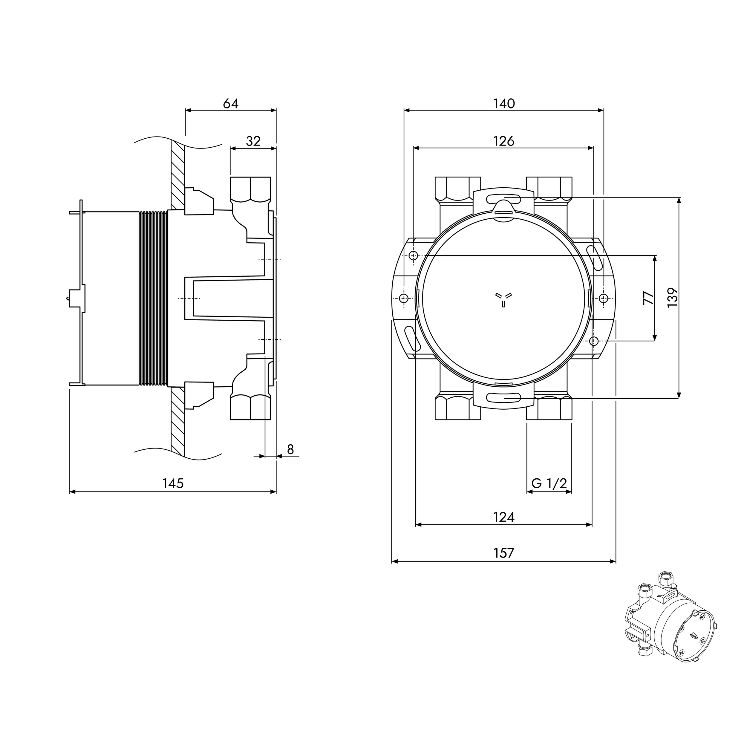 Basiskrop til skjult montering