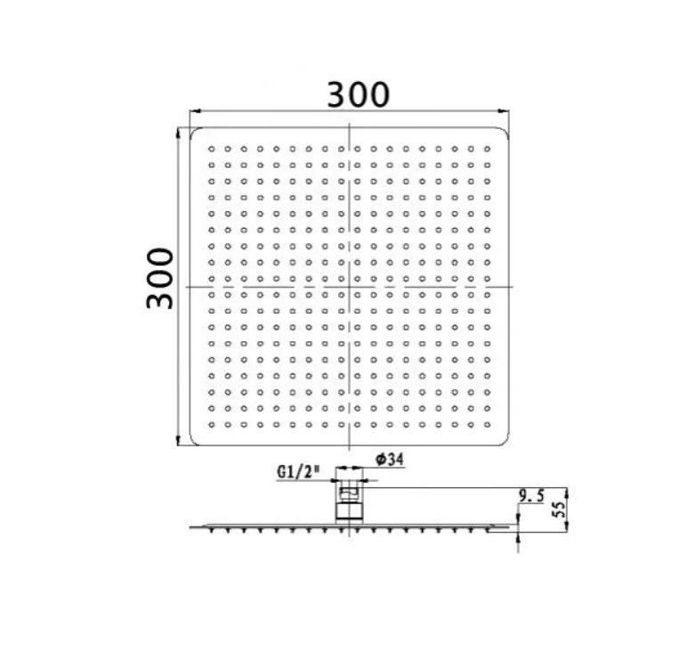 Kvadratisk brusehoved DPG2005
