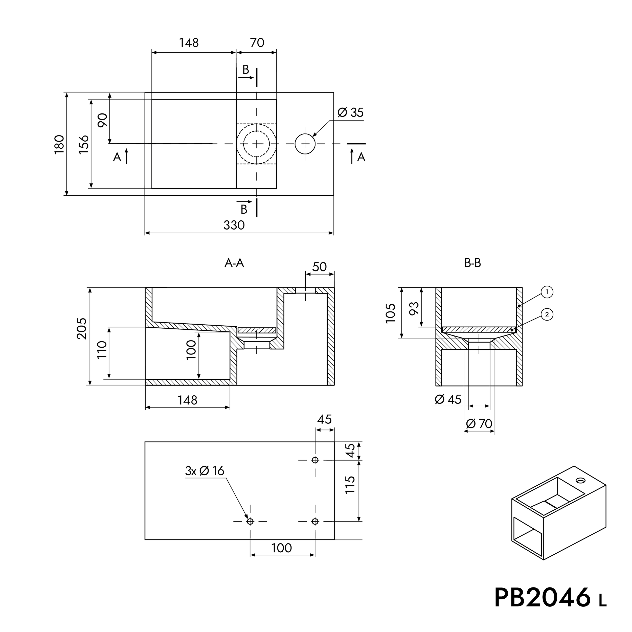 Væghængt Håndvask PB2046