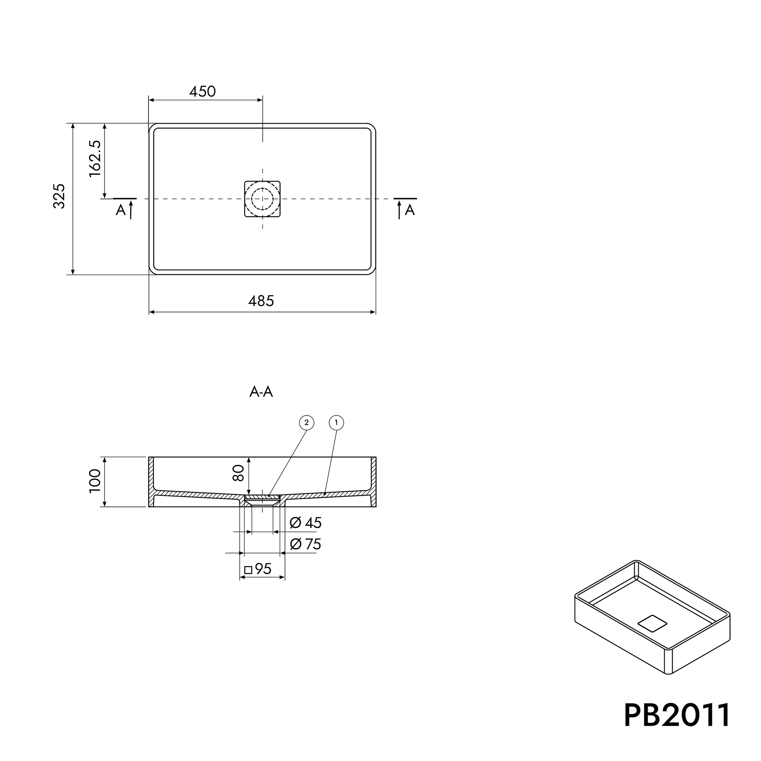 Bordvask PB2011B Aqua