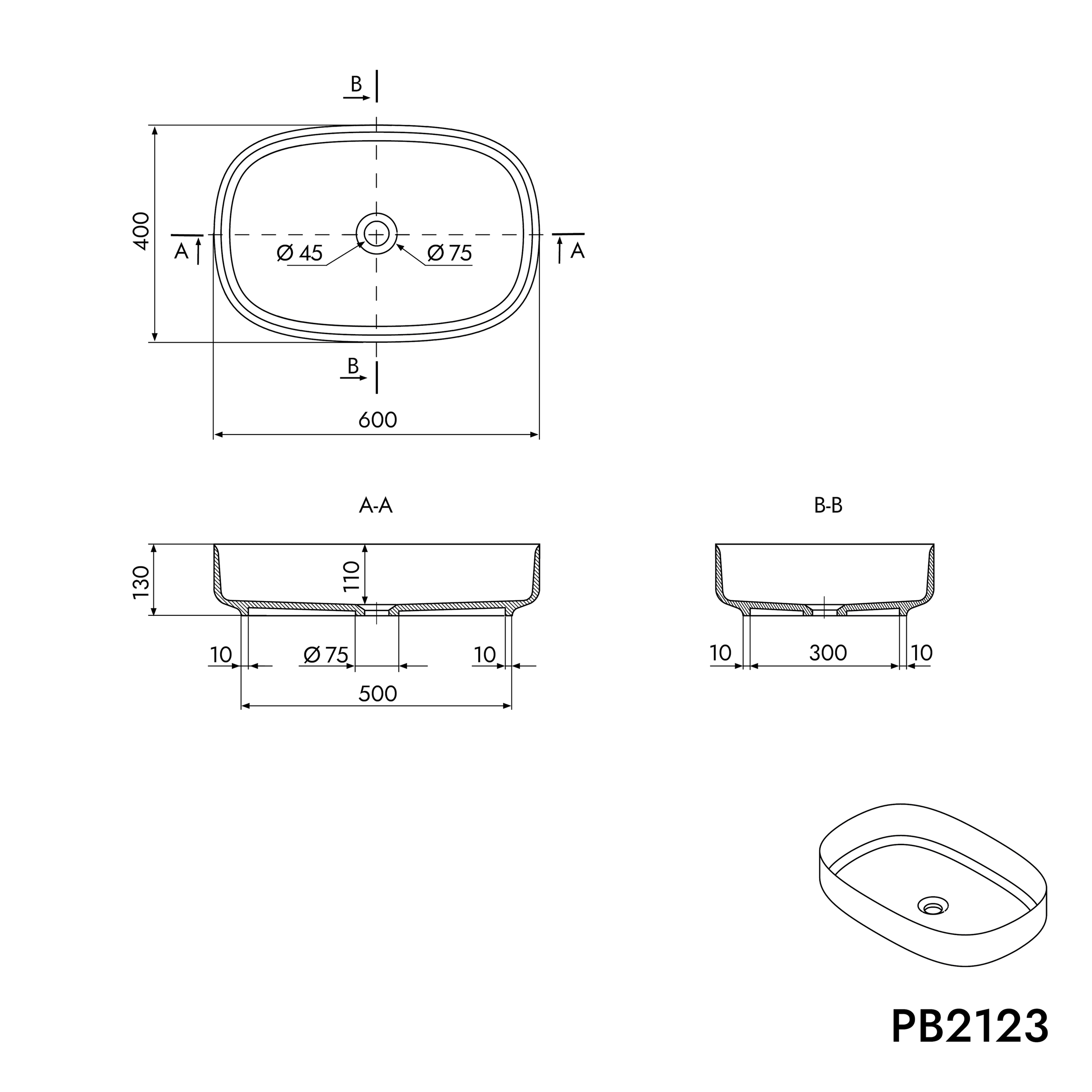 Bordmonteret Håndvask PB2123