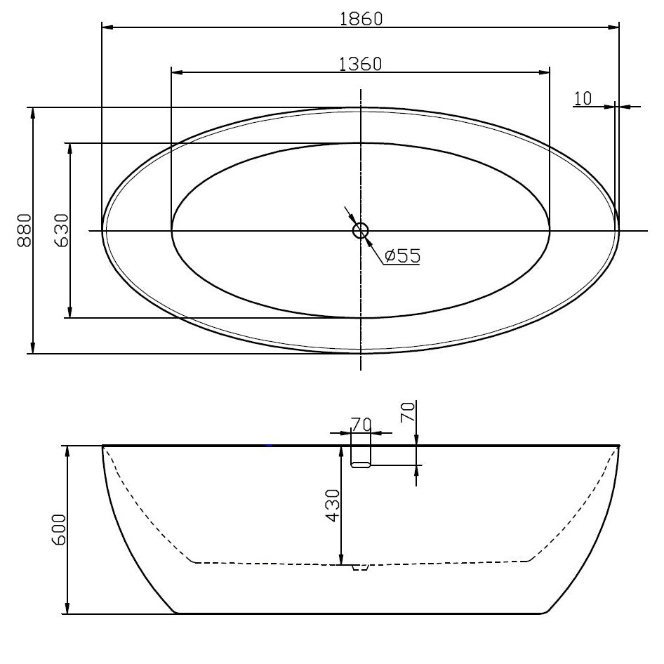 Fritstående badekar TERRA