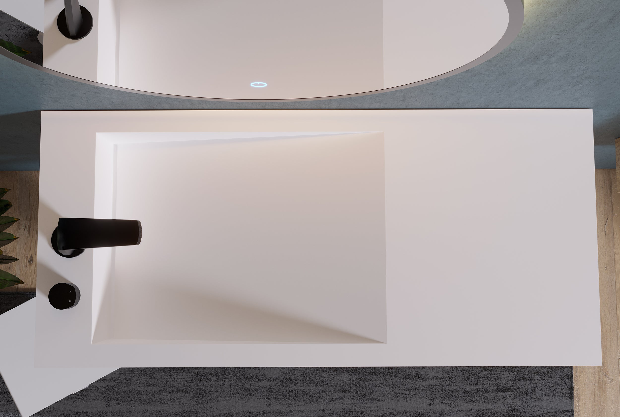 Væghængt håndvask PB2088 i mineralstøbning