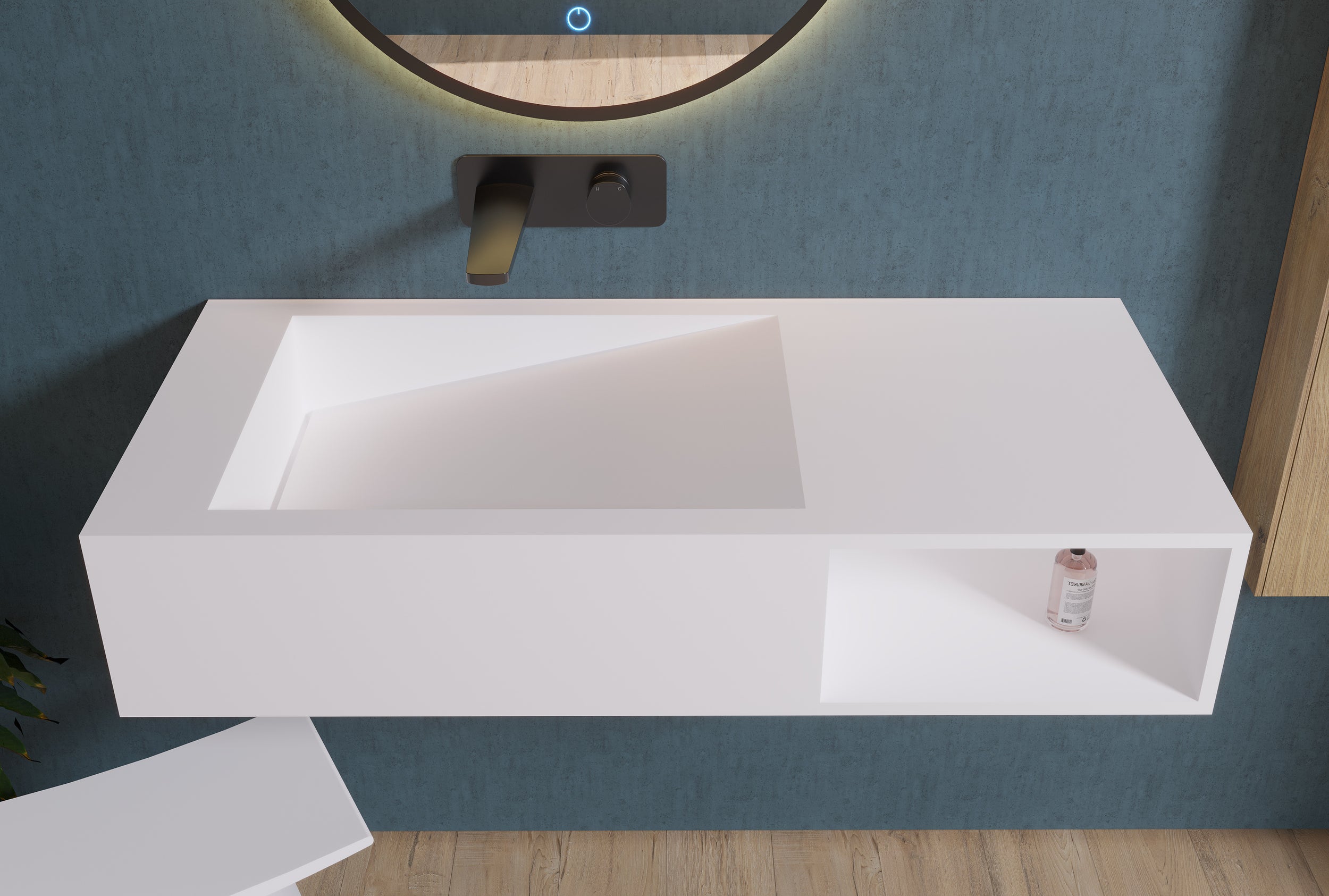 Væghængt håndvask PB2088 i mineralstøbning