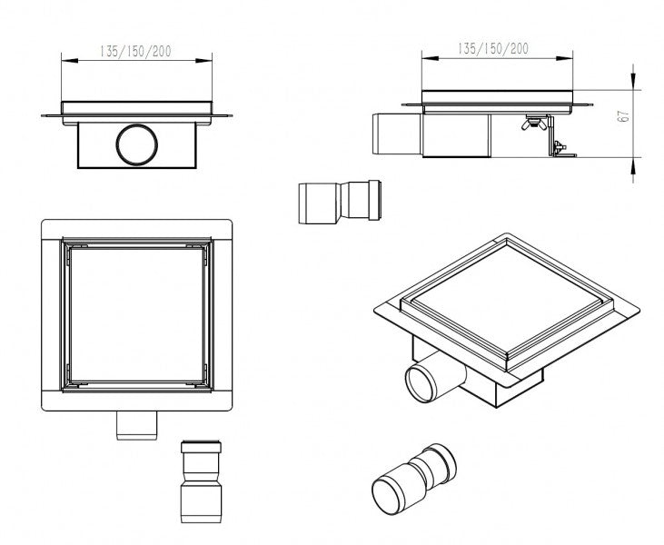 Rustfrit stål bruseafløb S8