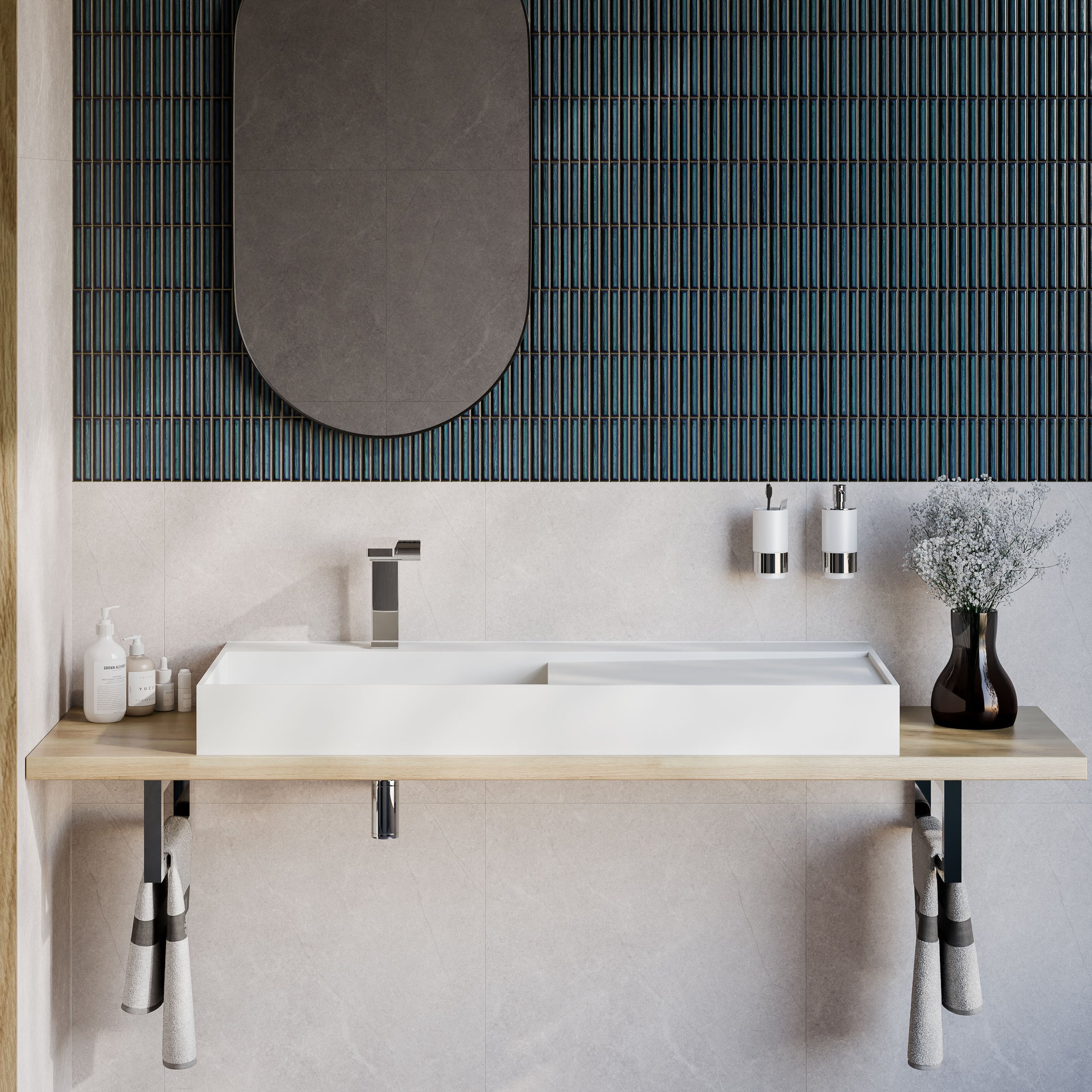 TWG222 væghængt håndvask i mineralstøbning