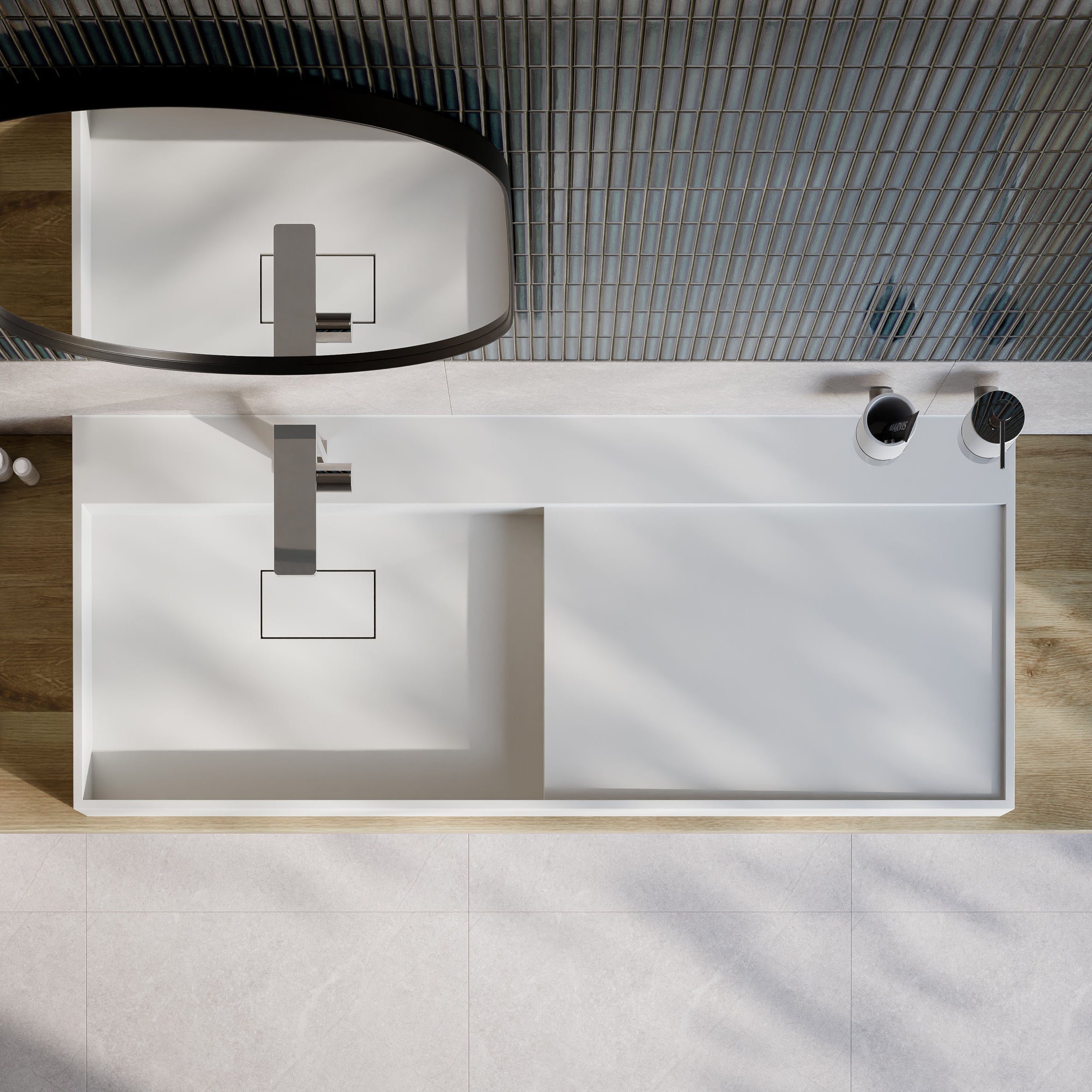 TWG222 væghængt håndvask i mineralstøbning