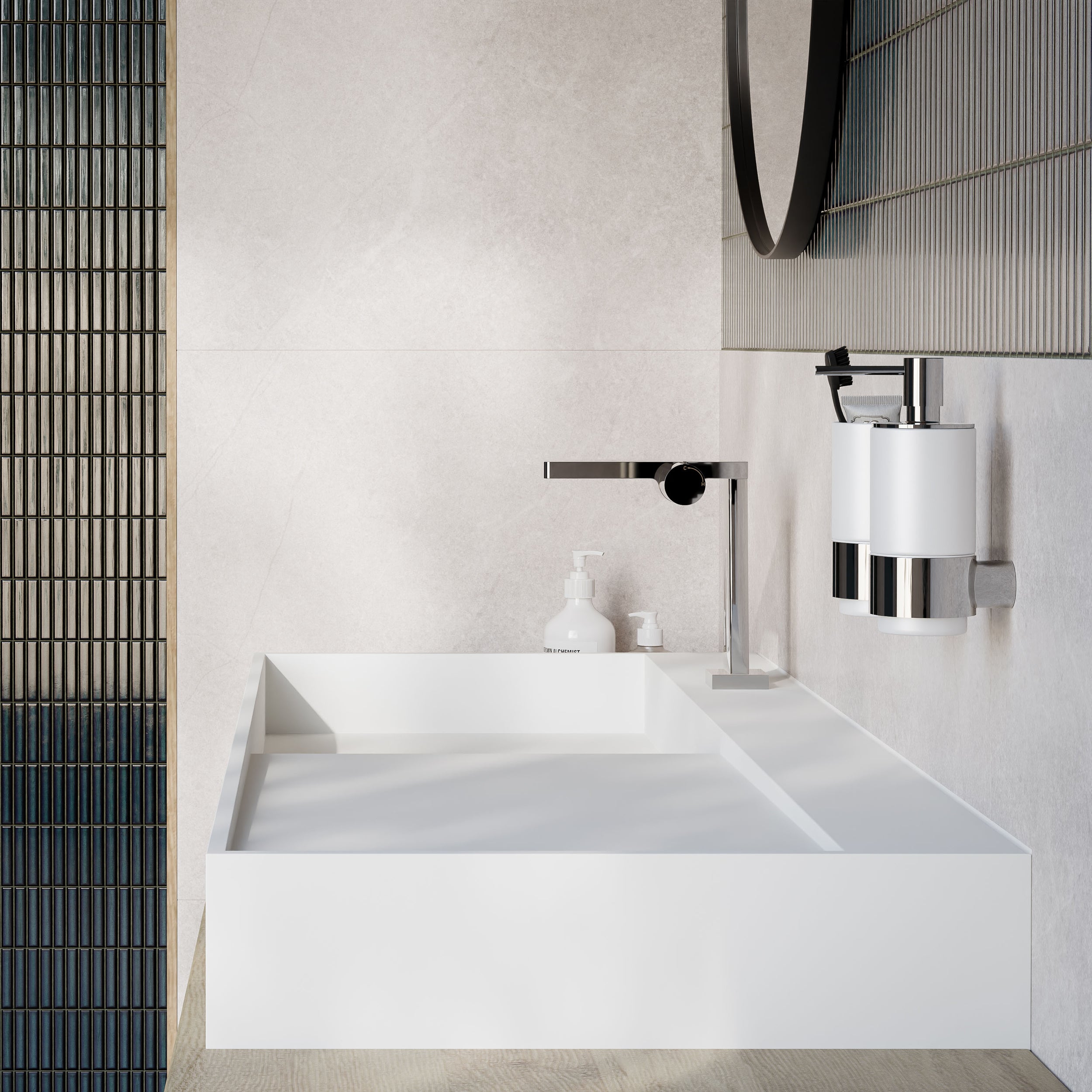 TWG222 væghængt håndvask i mineralstøbning