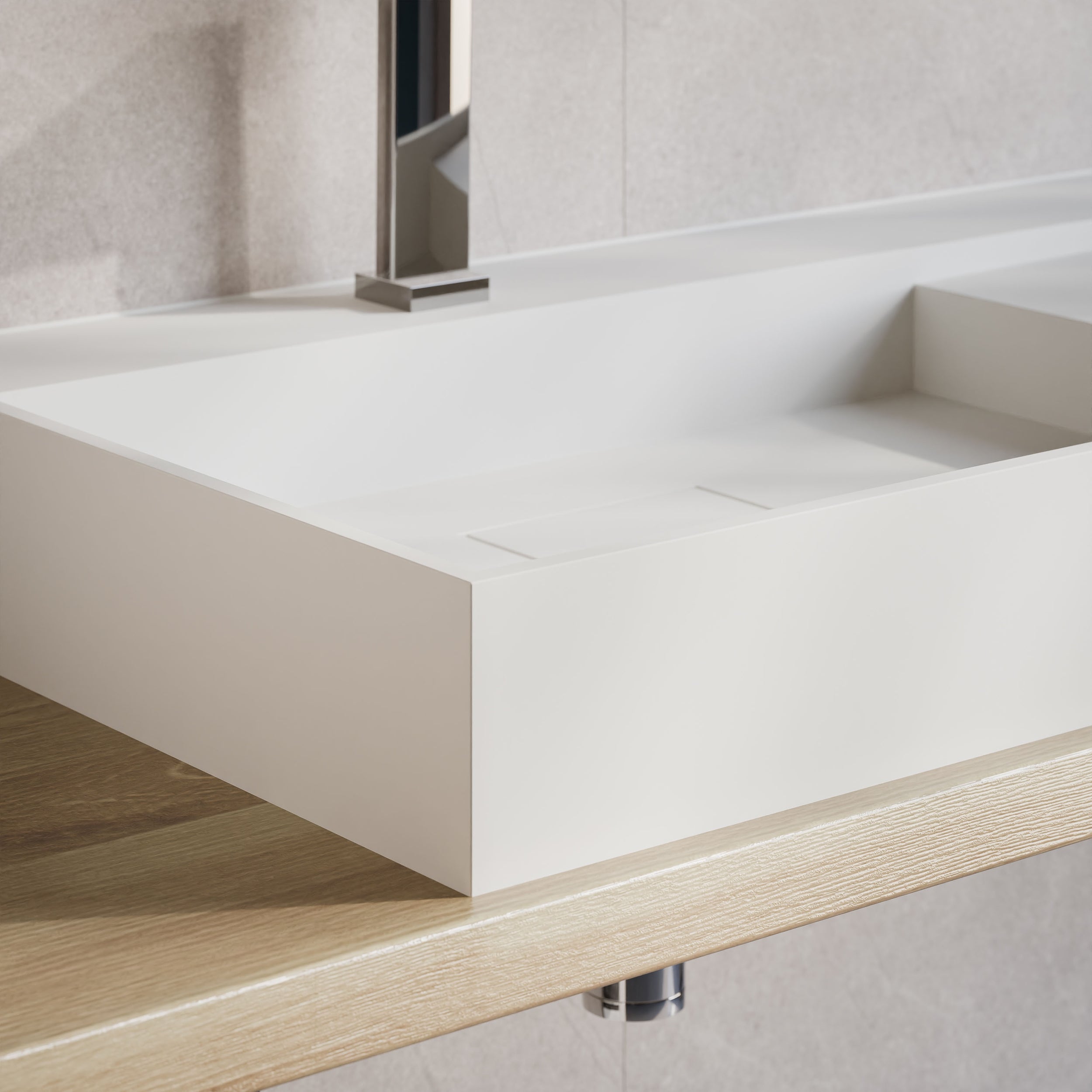 TWG222 væghængt håndvask i mineralstøbning