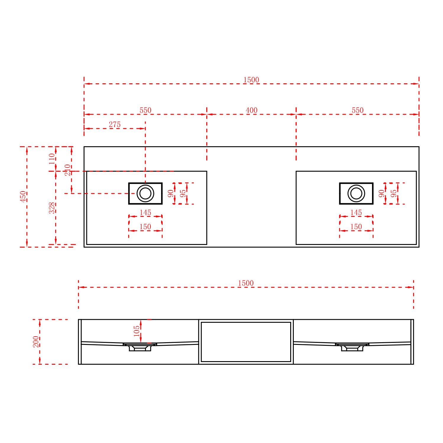 Væghængt Håndvask TWG235