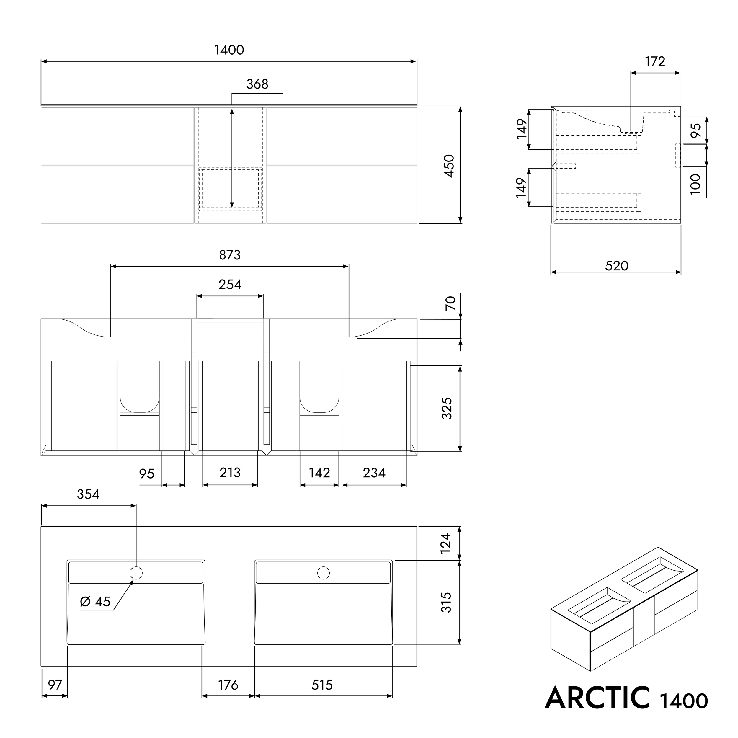 Vaskeskab ARCTIC 1400