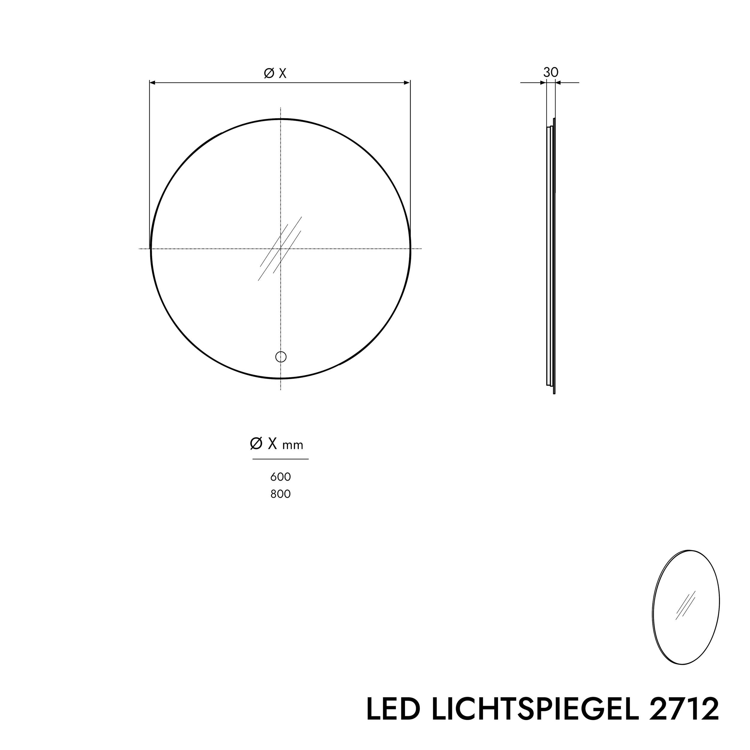 LED-lysspejl 2712 - 2.0