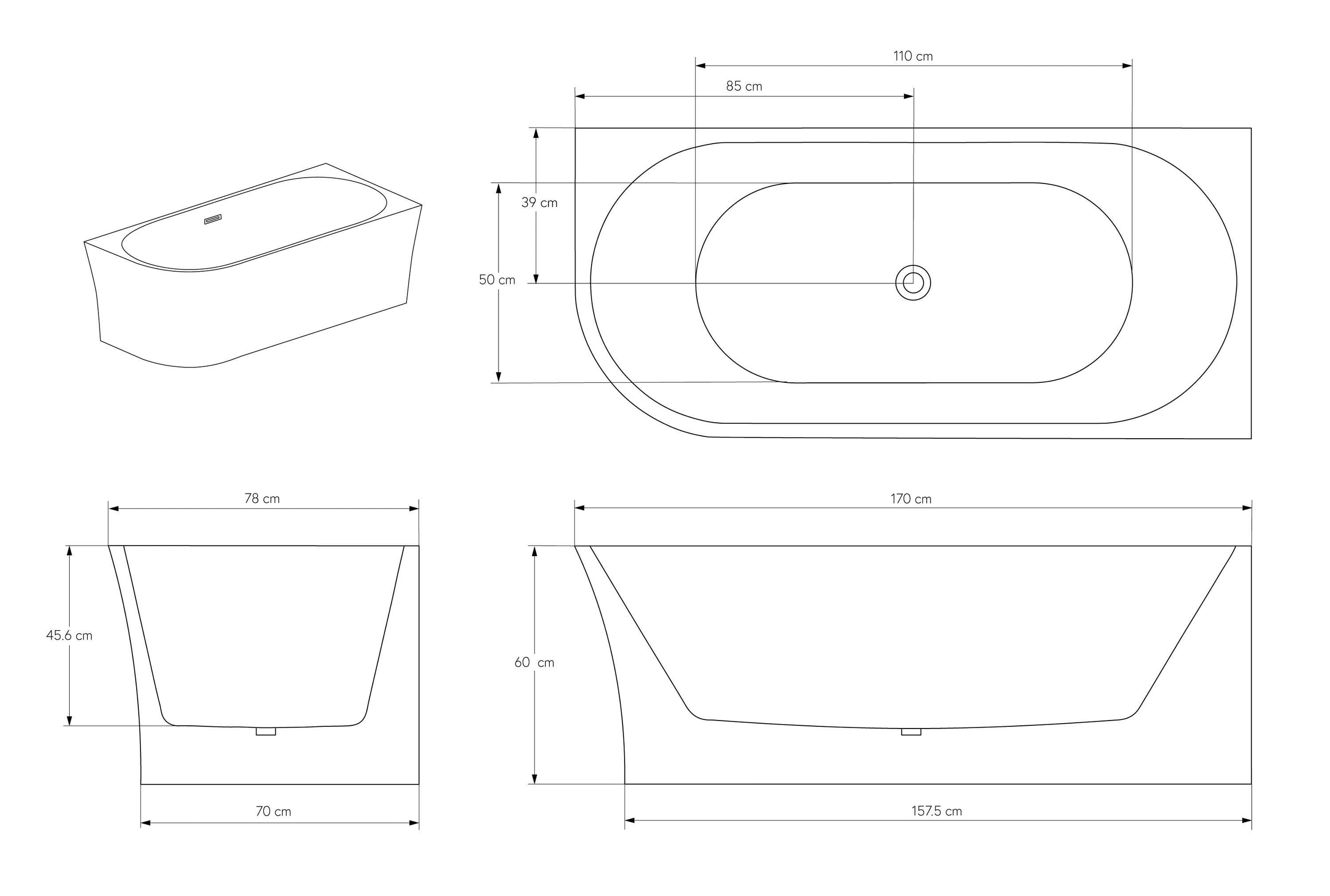 Hjørnebadekar NOVA CORNER