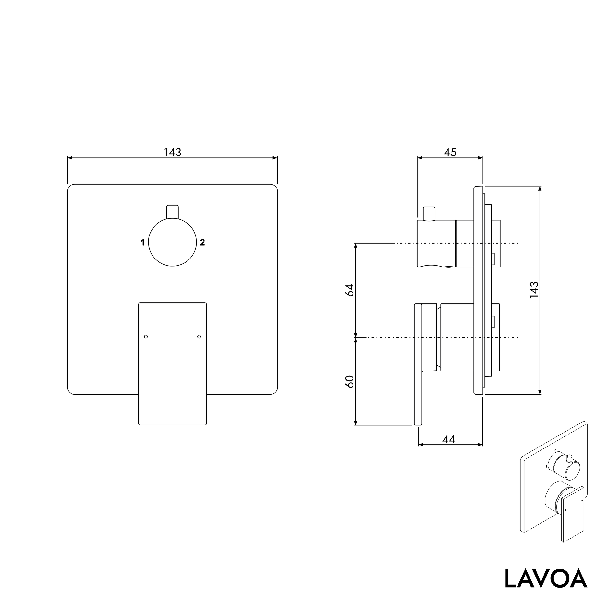 LAVOA skjult badekararmatur