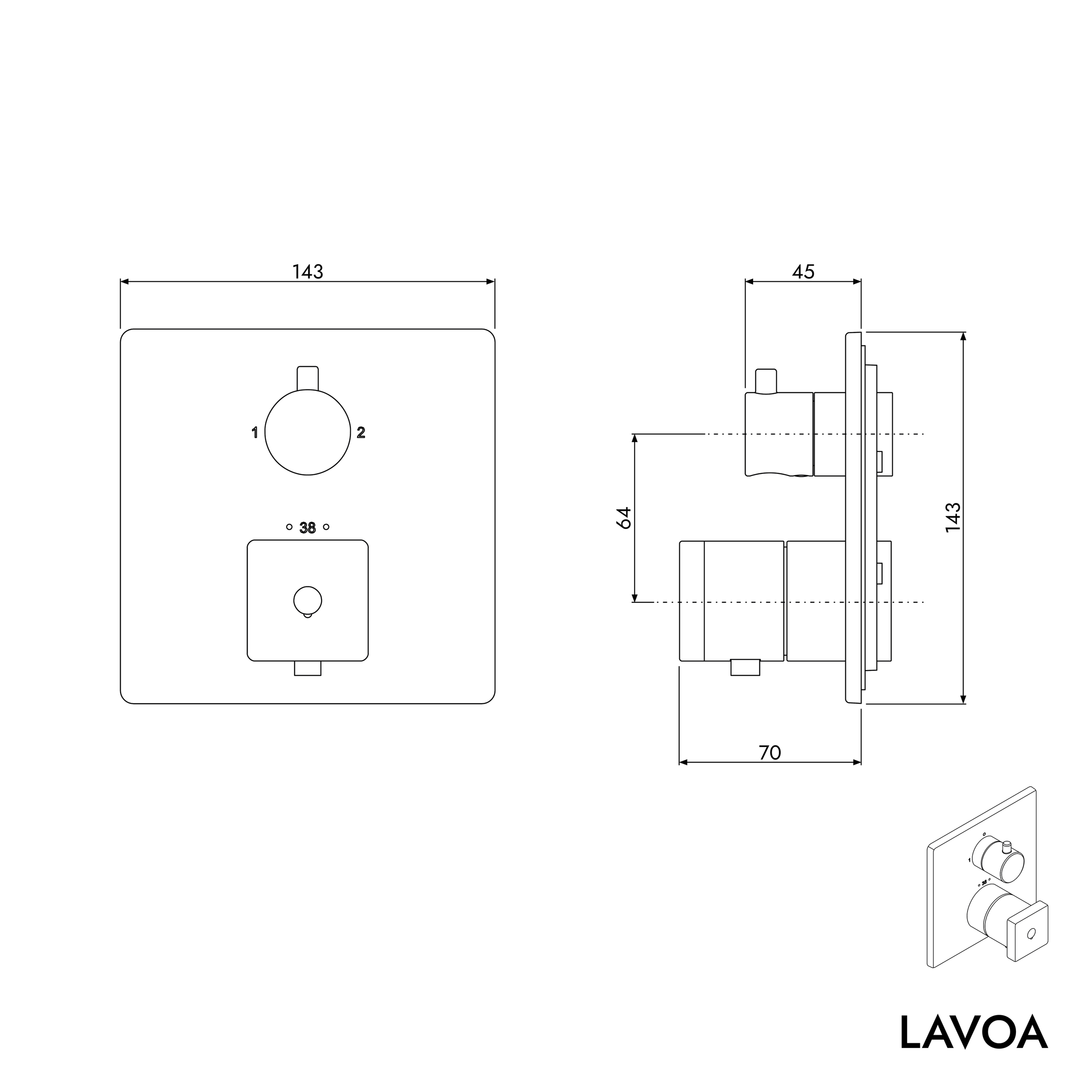 Termostatarmatur LAVOA skjult