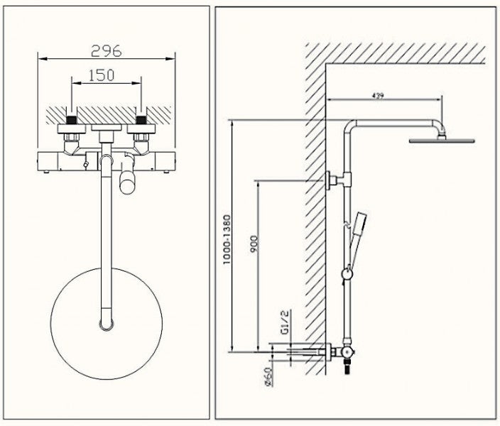 Design brusekolonne termostat 4011 BASIC