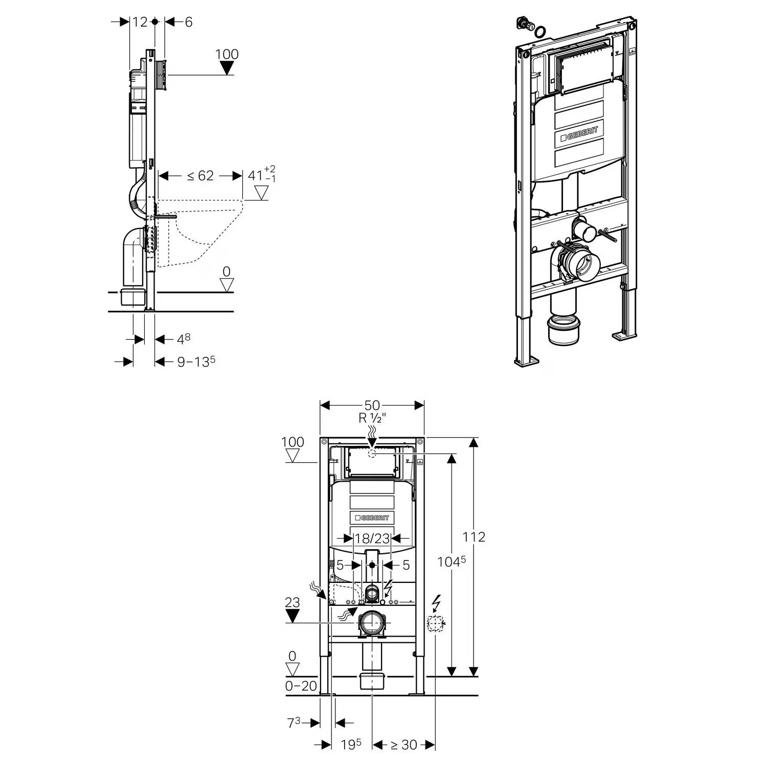 Dusch WC Komplettset T640 PRO mit Geberit Duofix Vorwandelement