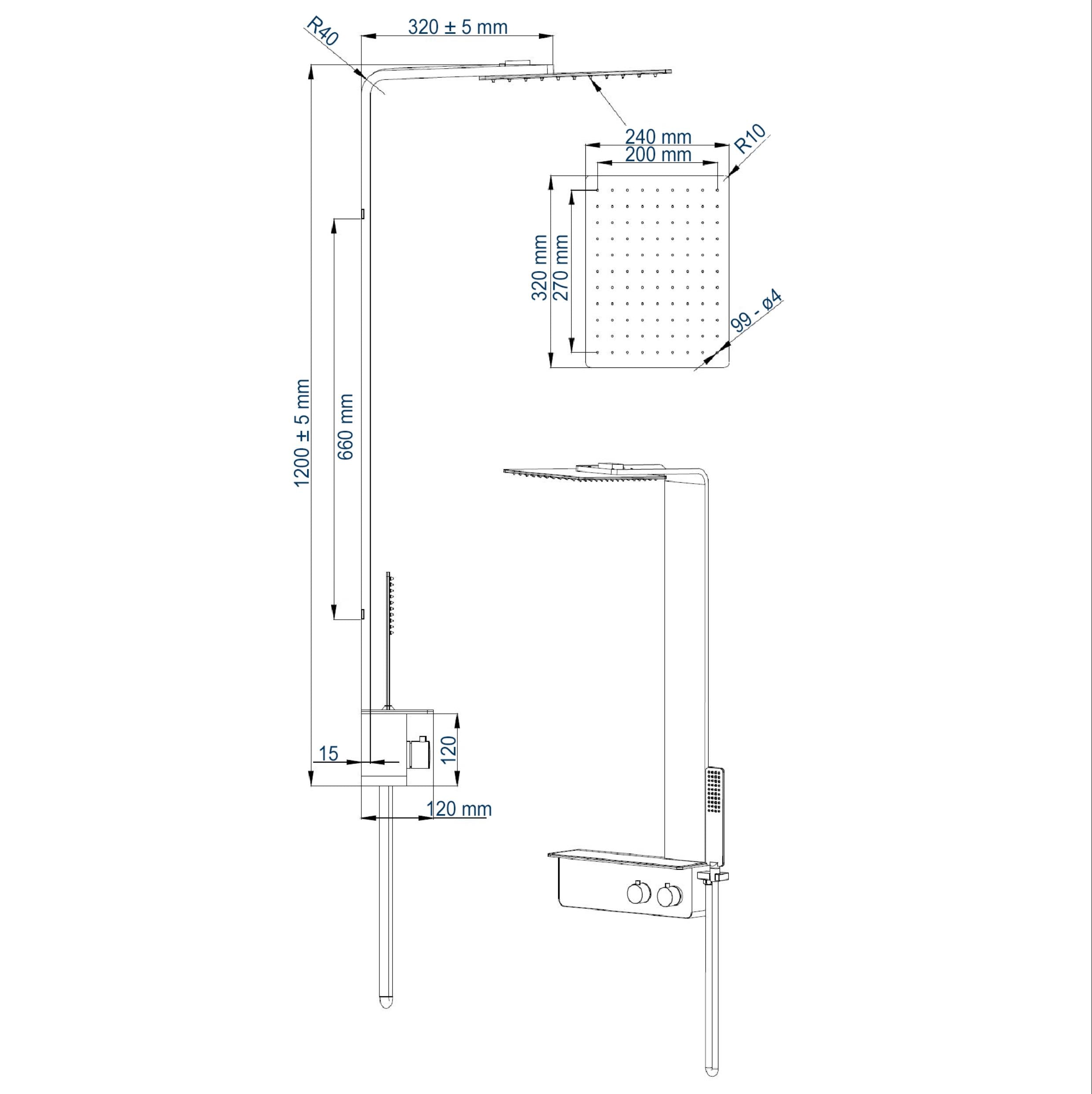 Termostatisk brusesystem NT038 Pro