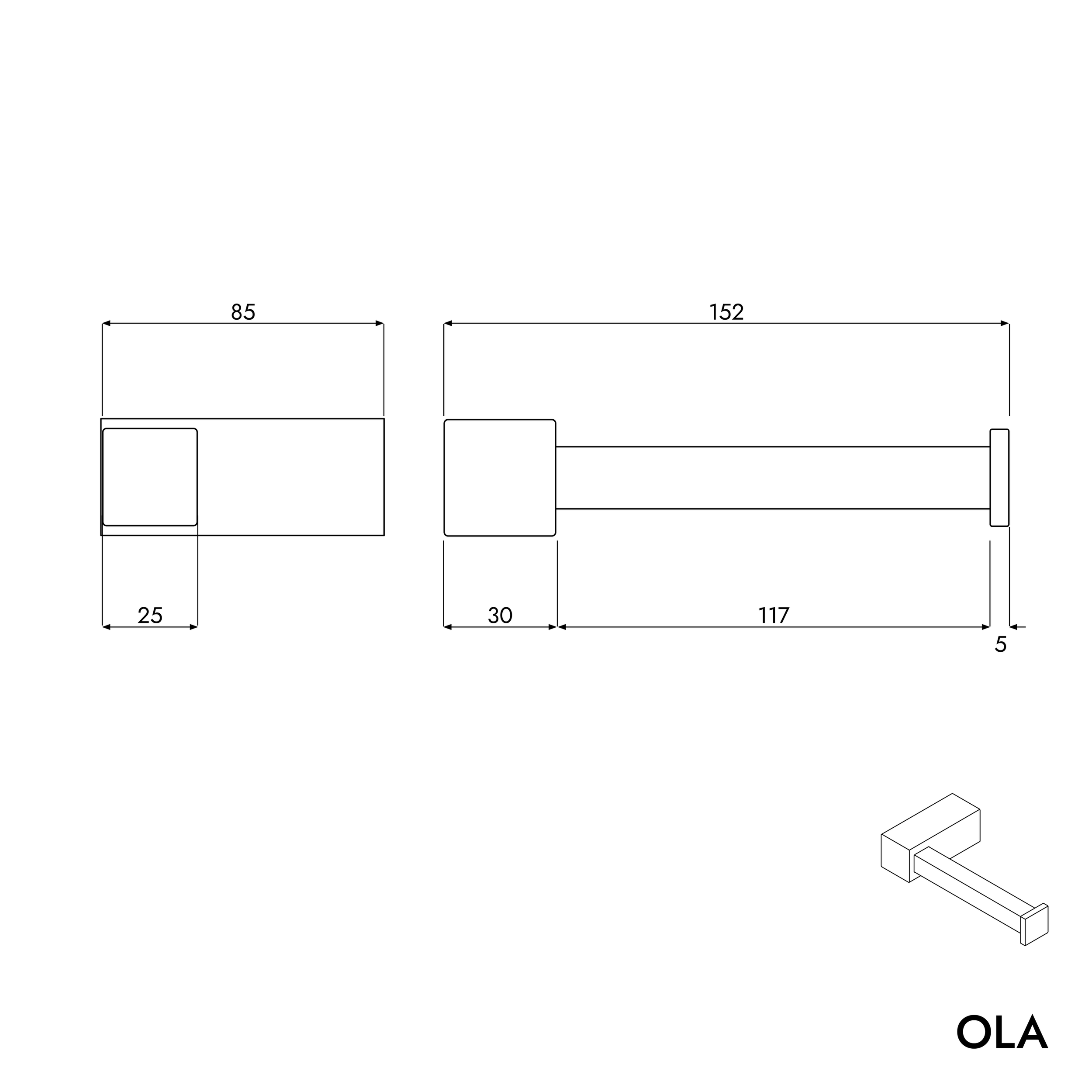 Papirrulleholder OLA - med hylde