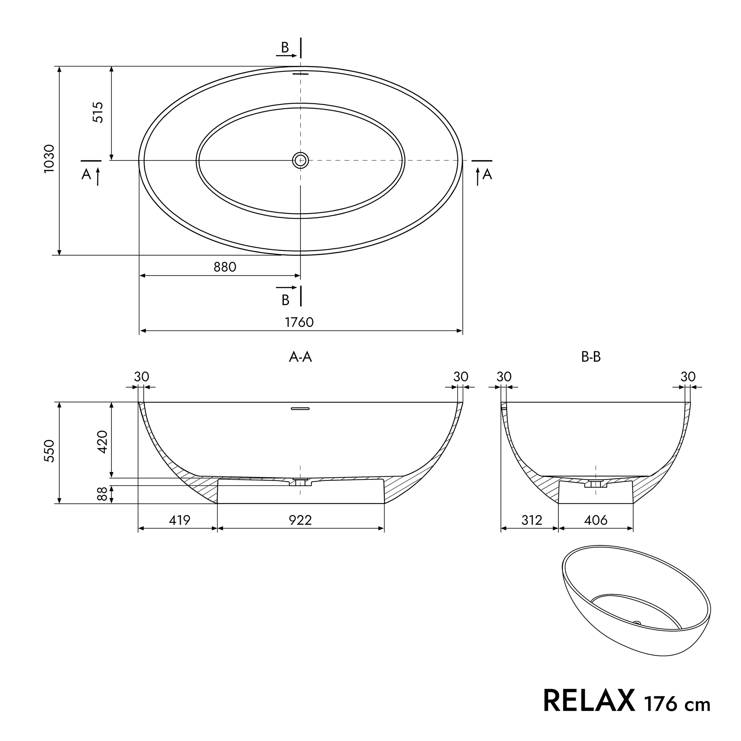 Freistehende Badewanne RELAX