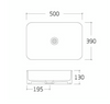 Bordvask i sanitetskeramik KW6127 - 50 x 39 x 13 cm - blank hvid