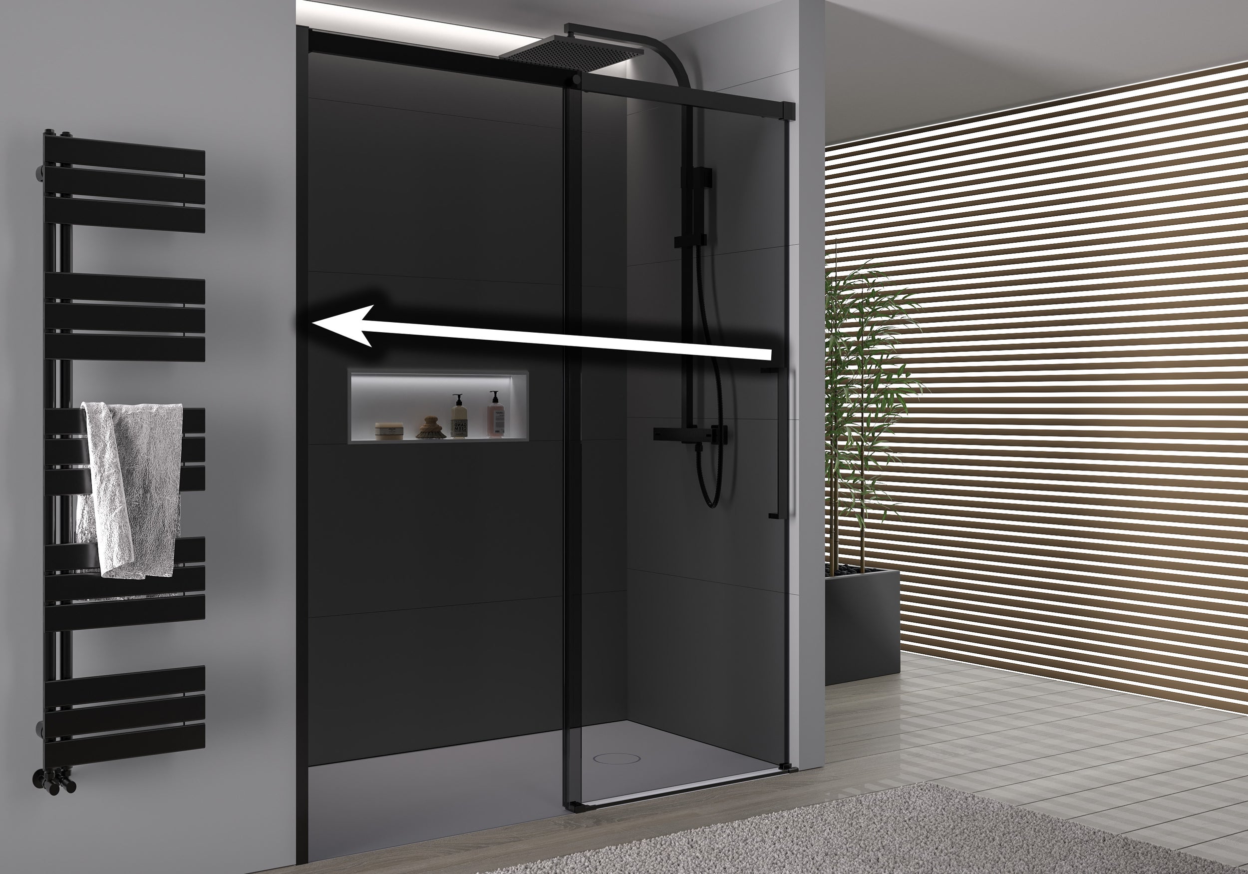 Indbygningsbruser med skydedør Soft-Close DX906 FLEX