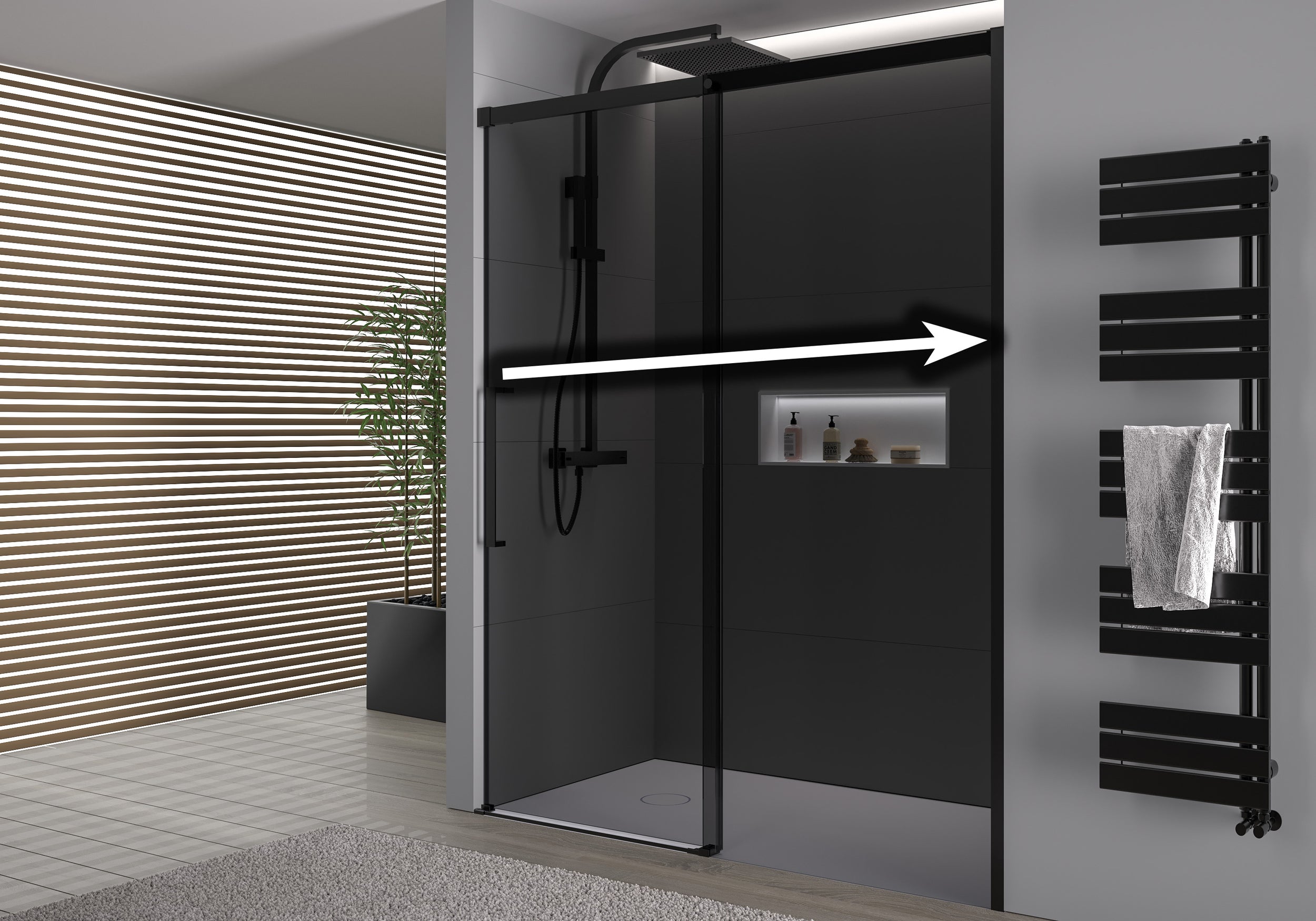 Indbygningsbruser med skydedør Soft-Close DX906 FLEX
