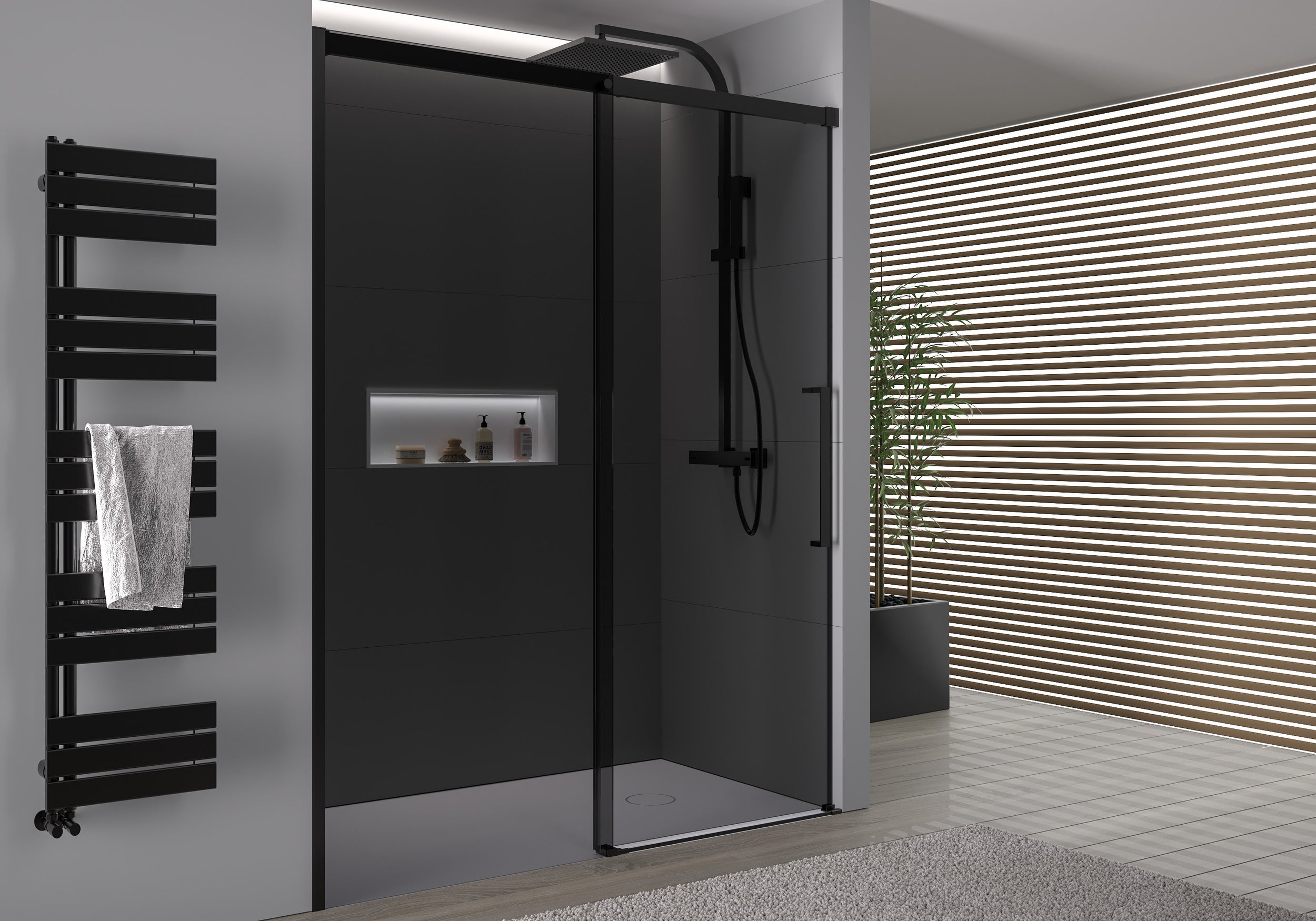 Indbygningsbruser med skydedør Soft-Close DX906 FLEX