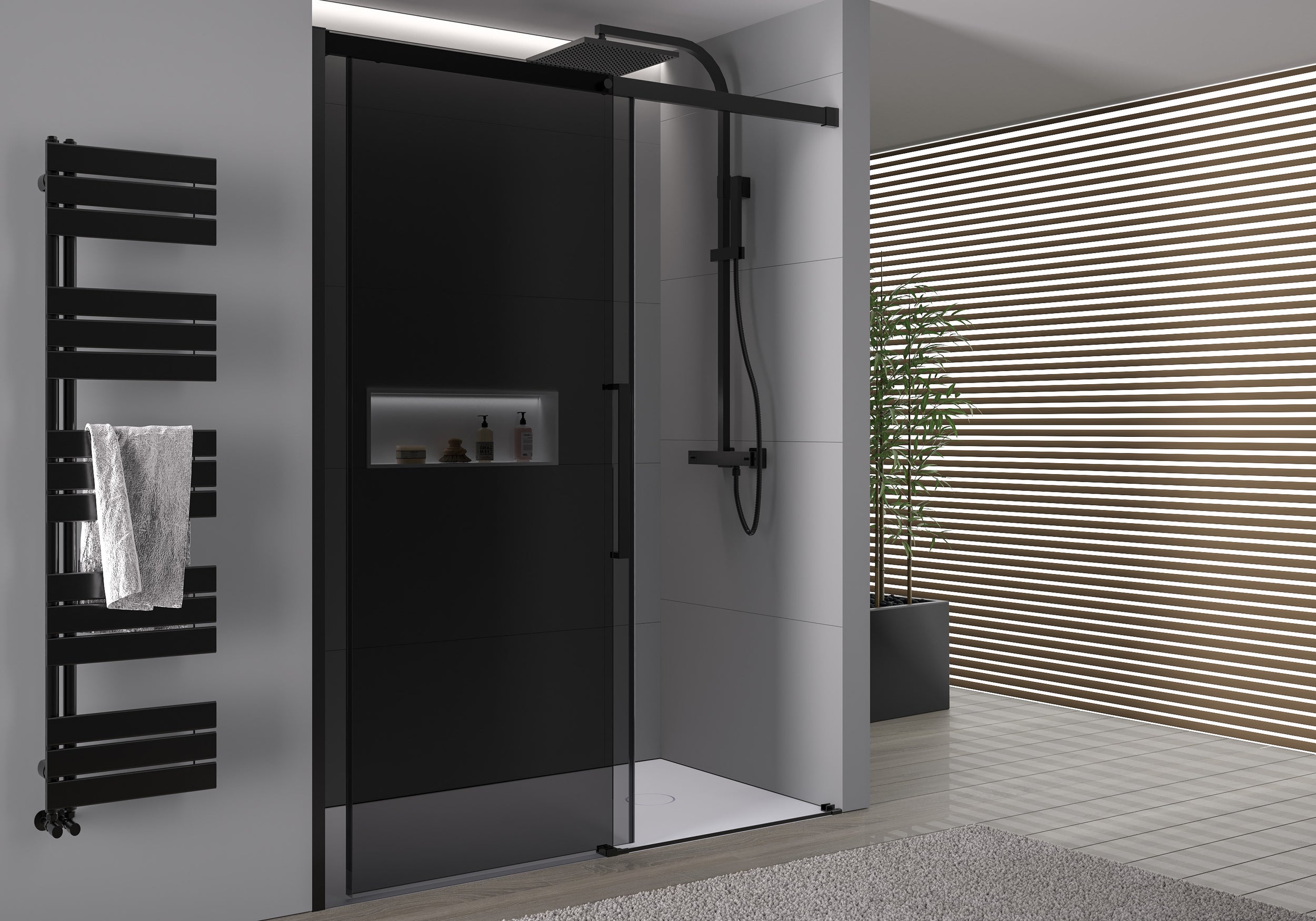 Indbygningsbruser med skydedør Soft-Close DX906 FLEX