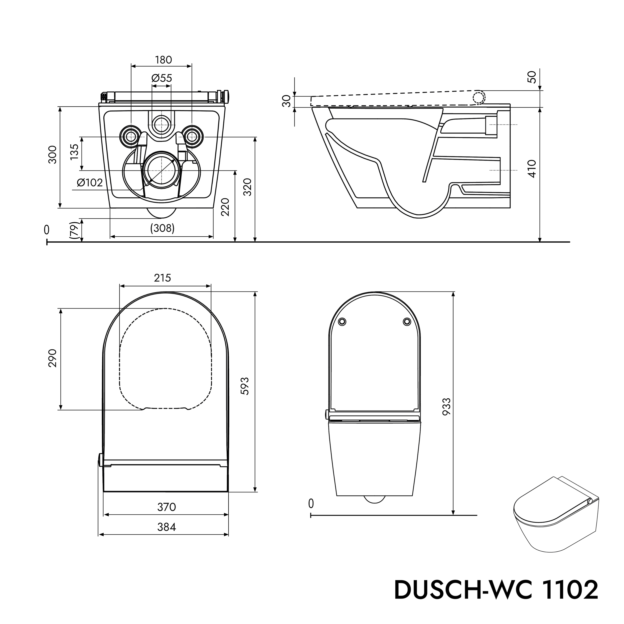 Dusch-WC Basic 1102 Weiß