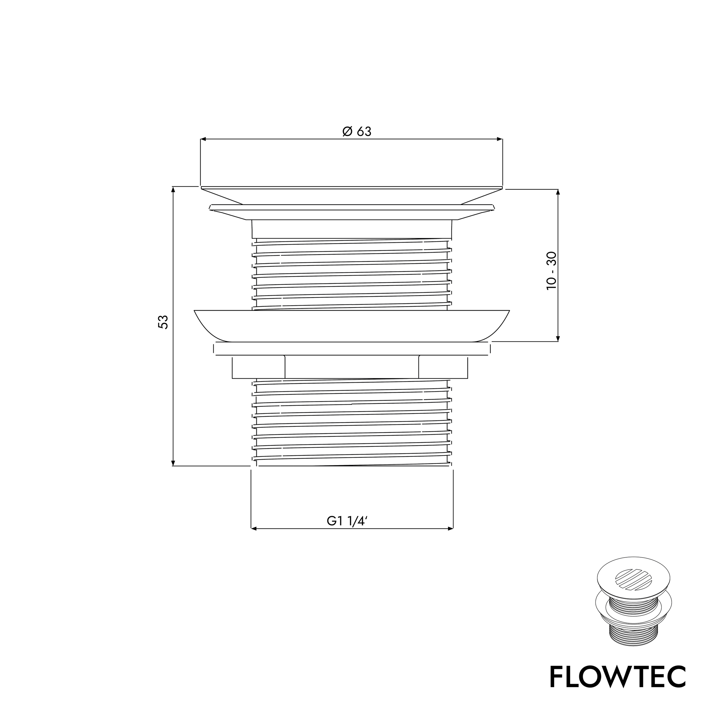 Afløbsventil FLOWTEC med si