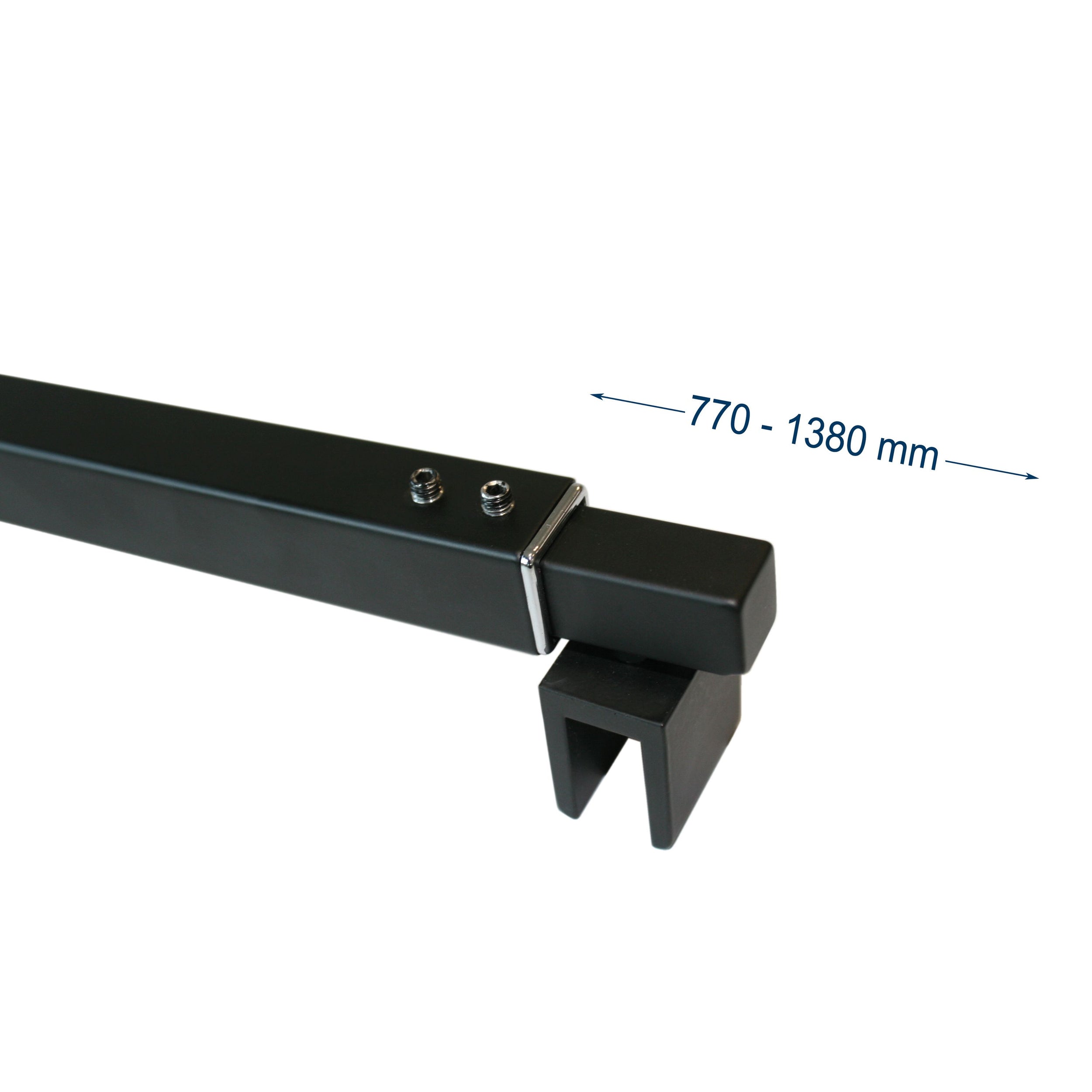 Stabiliseringsstang - Fastgørelsesstang til brusekabine - firkantet form - sort