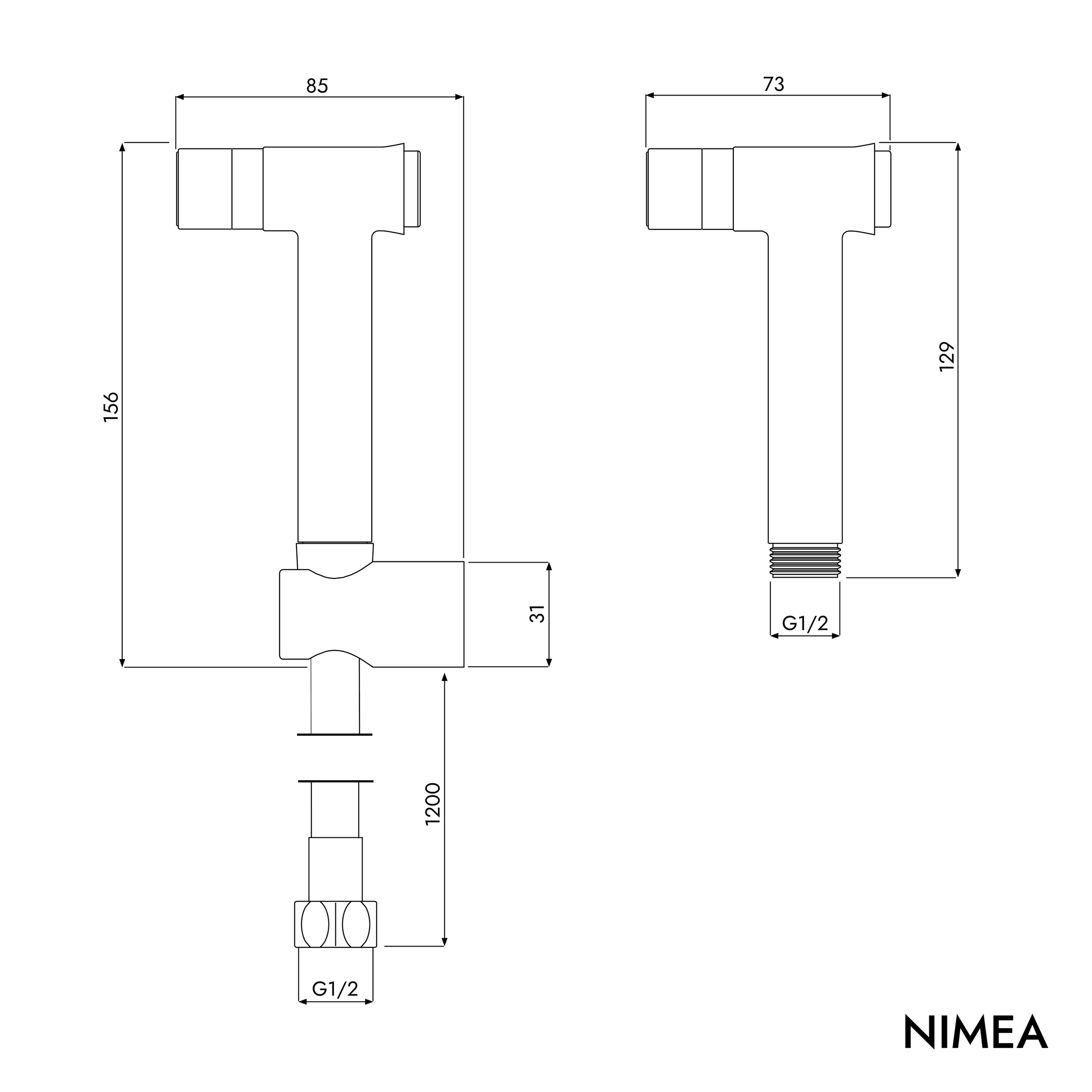 Bidet-håndbrusersæt NIMEA