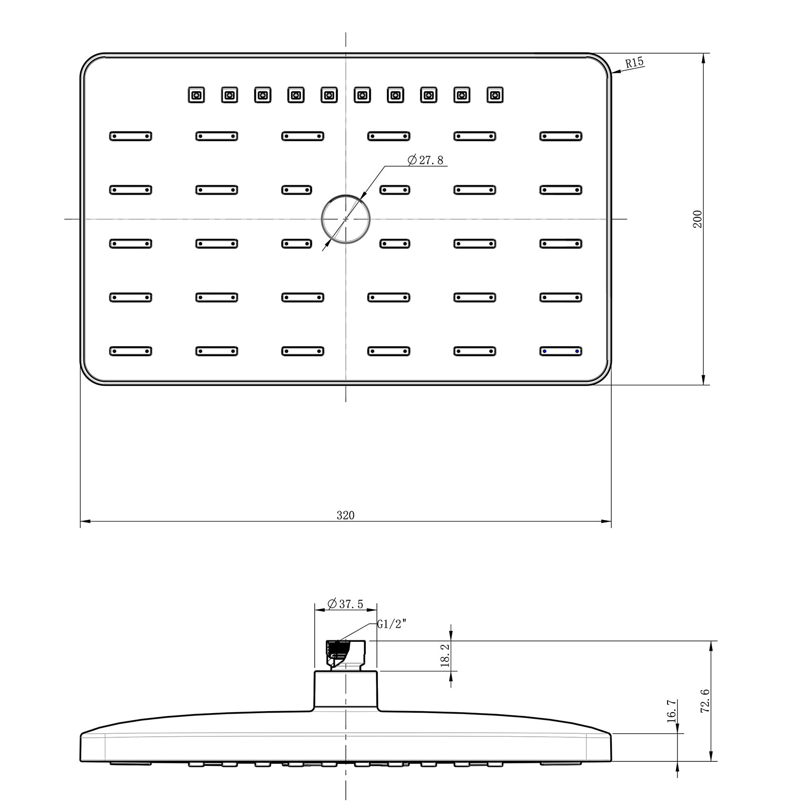 Brusehoved NT200 af ABS