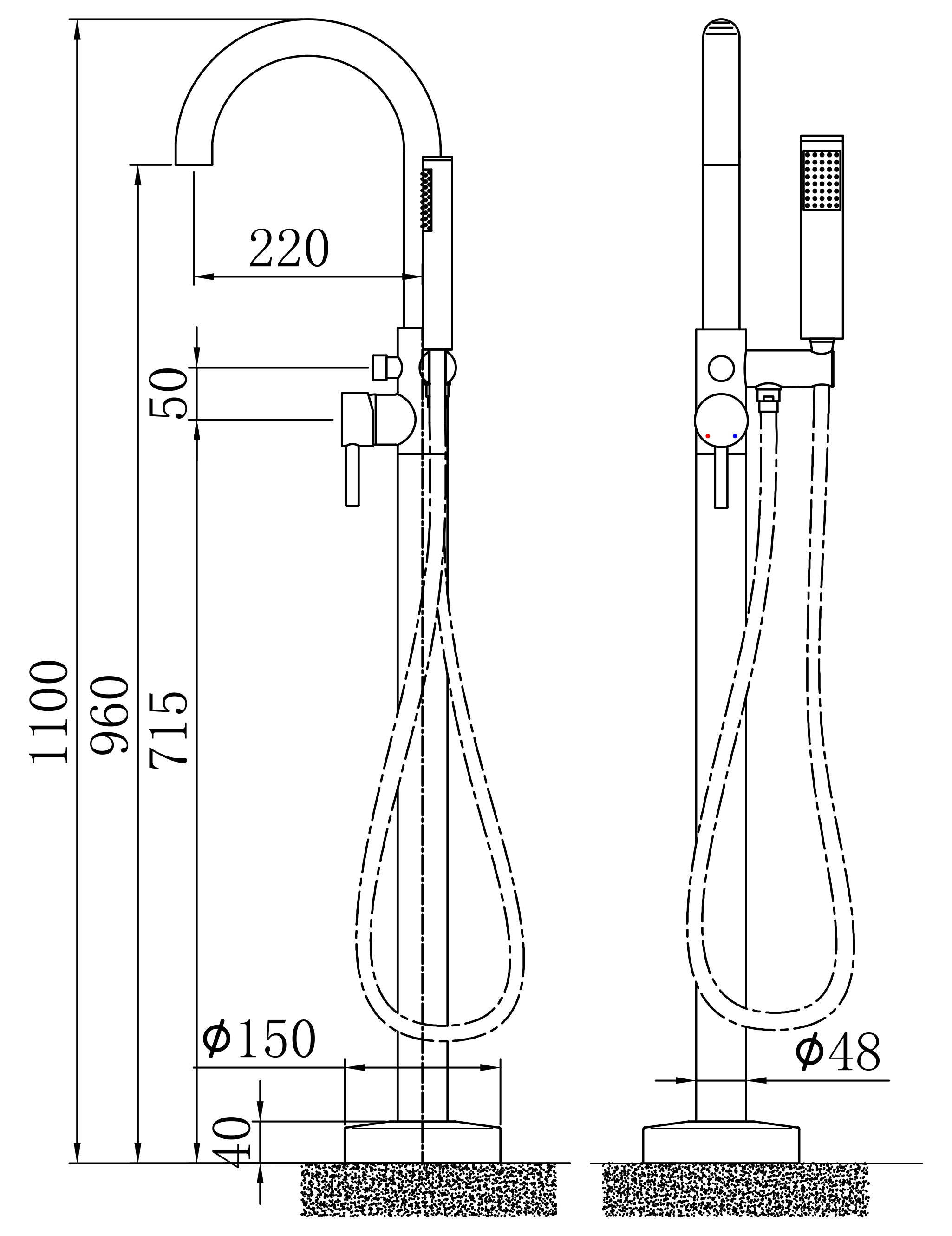 Fritstående badekarsarmatur NT3127 2.0