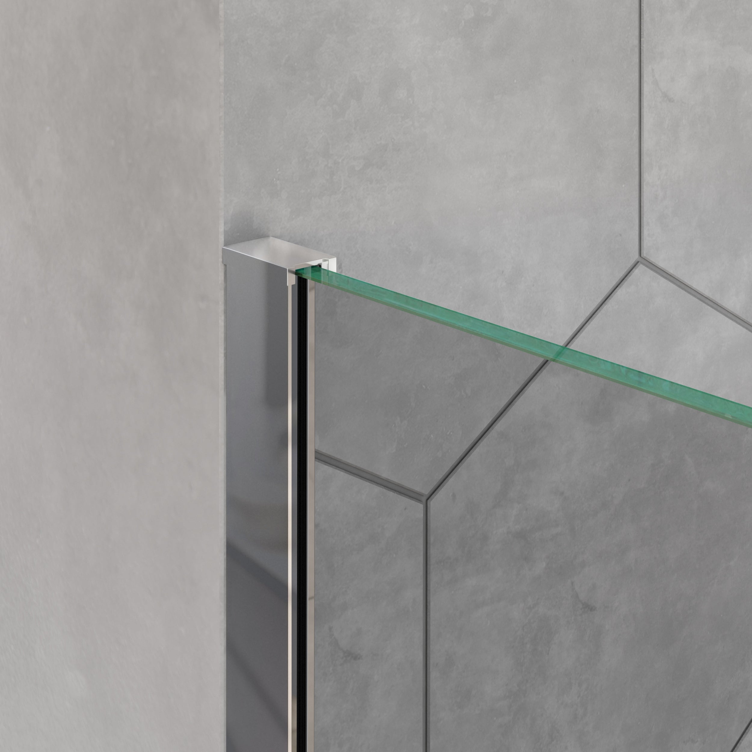 Brusebadsvæg af glas med sidemontering af 8 mm transparent glas EX101, forskellige størrelser