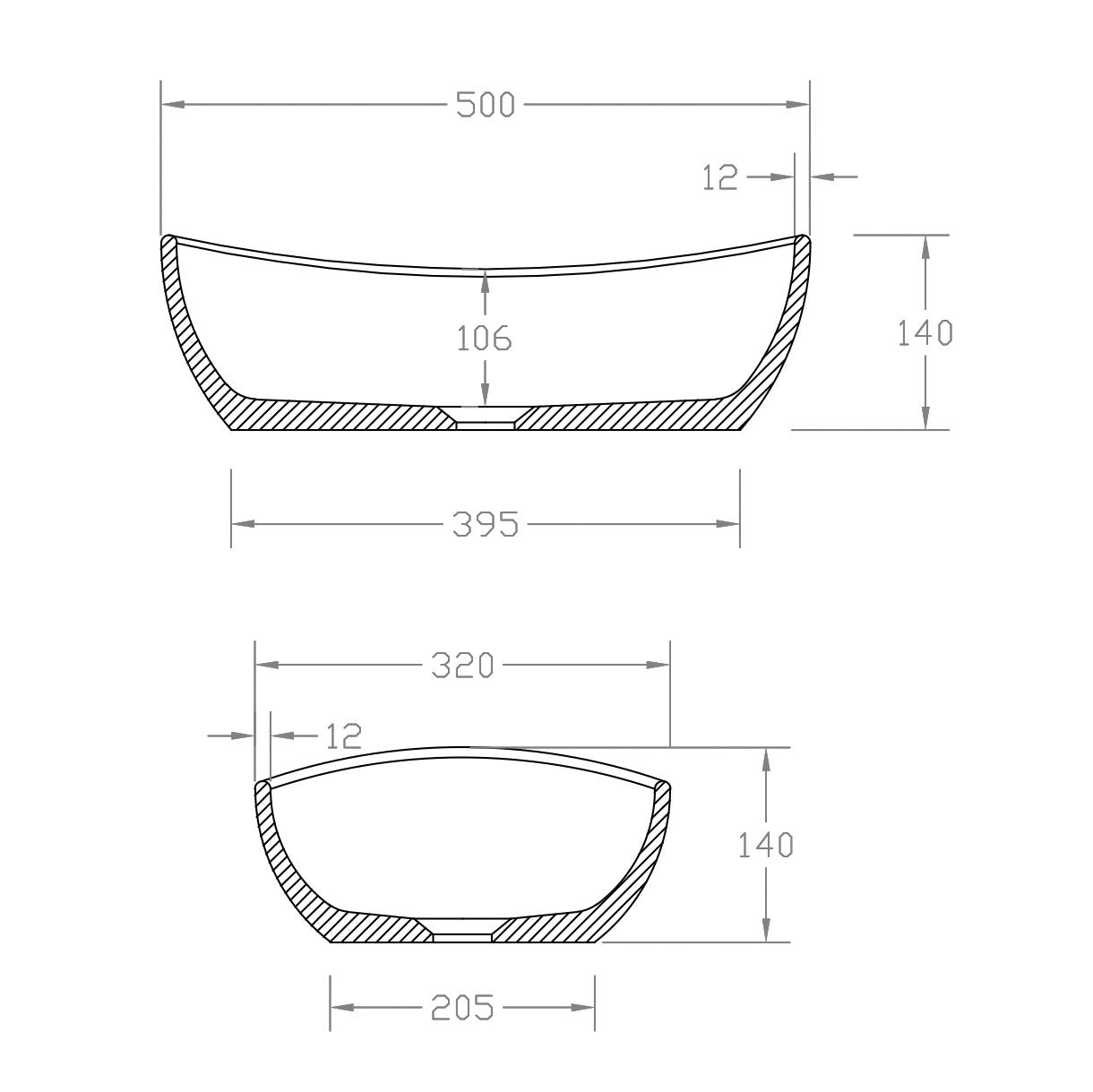 Bordkumme TWA85 af Solid Surface - mathvid - 50 x 32 x 14 cm