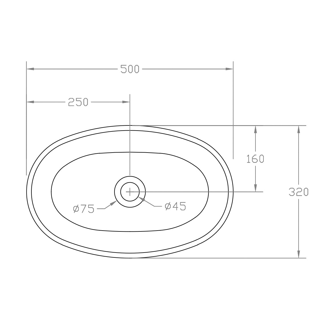 Bordkumme TWA85 af Solid Surface - mathvid - 50 x 32 x 14 cm