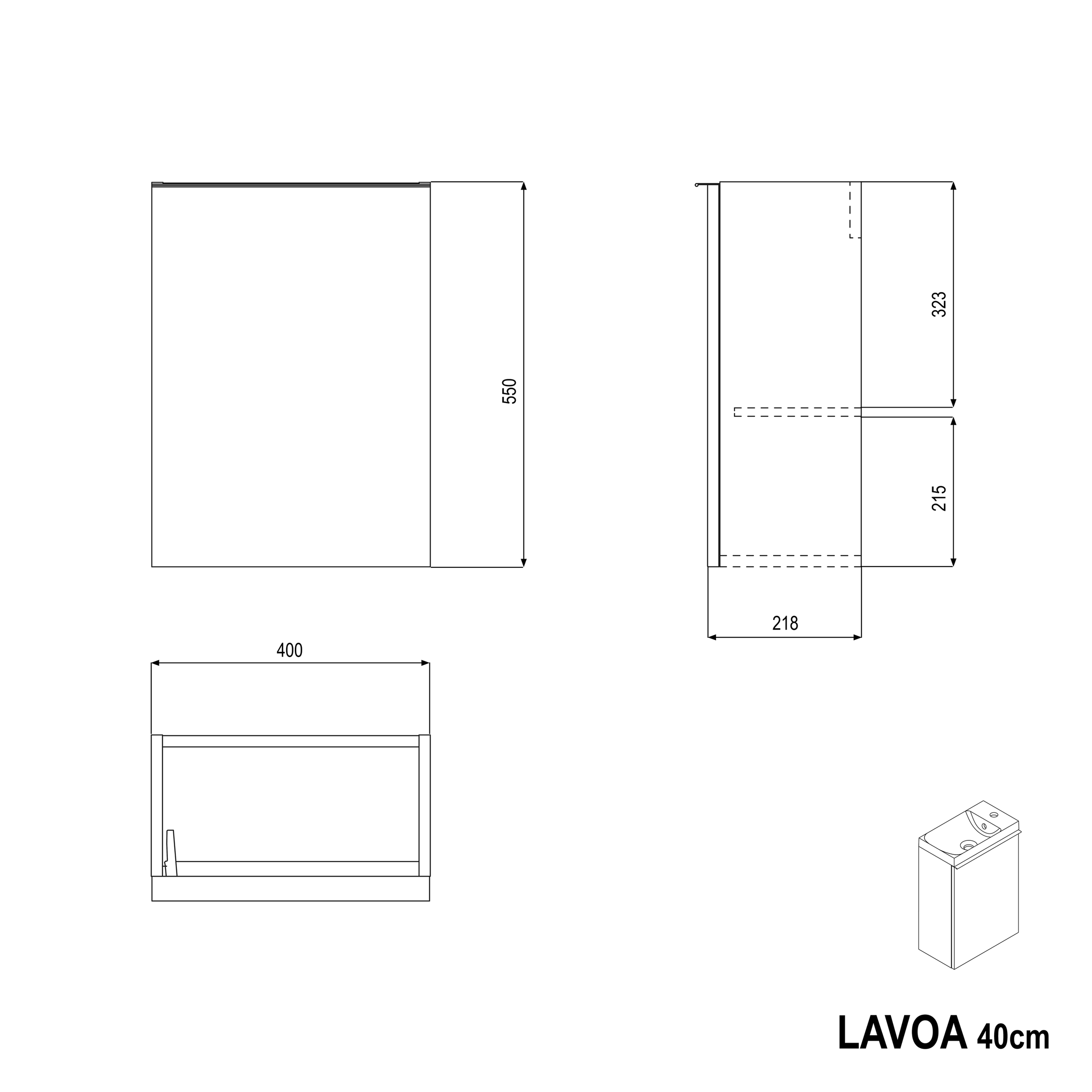 Vaskeskabsunderdel LAVOA 40 cm