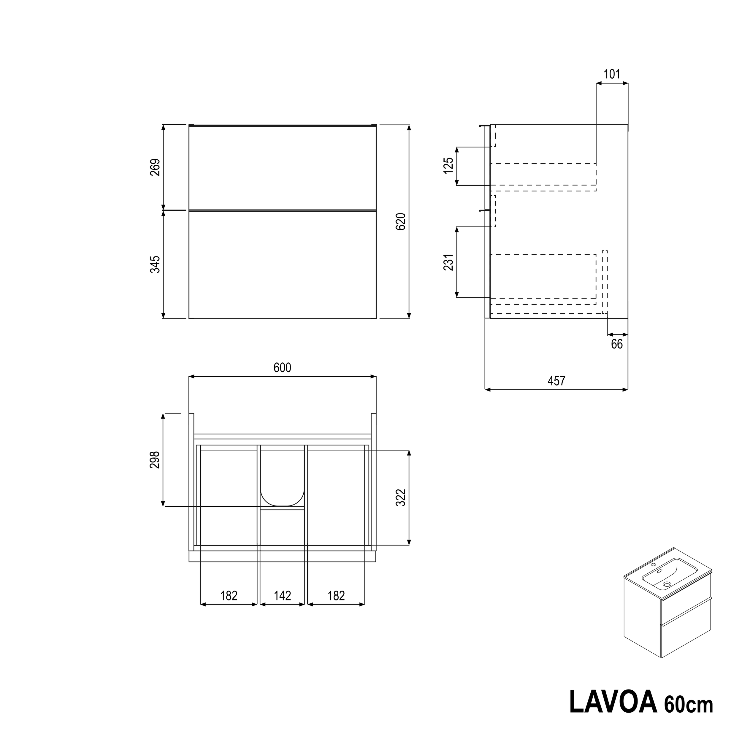 Underskab LAVOA 60 cm