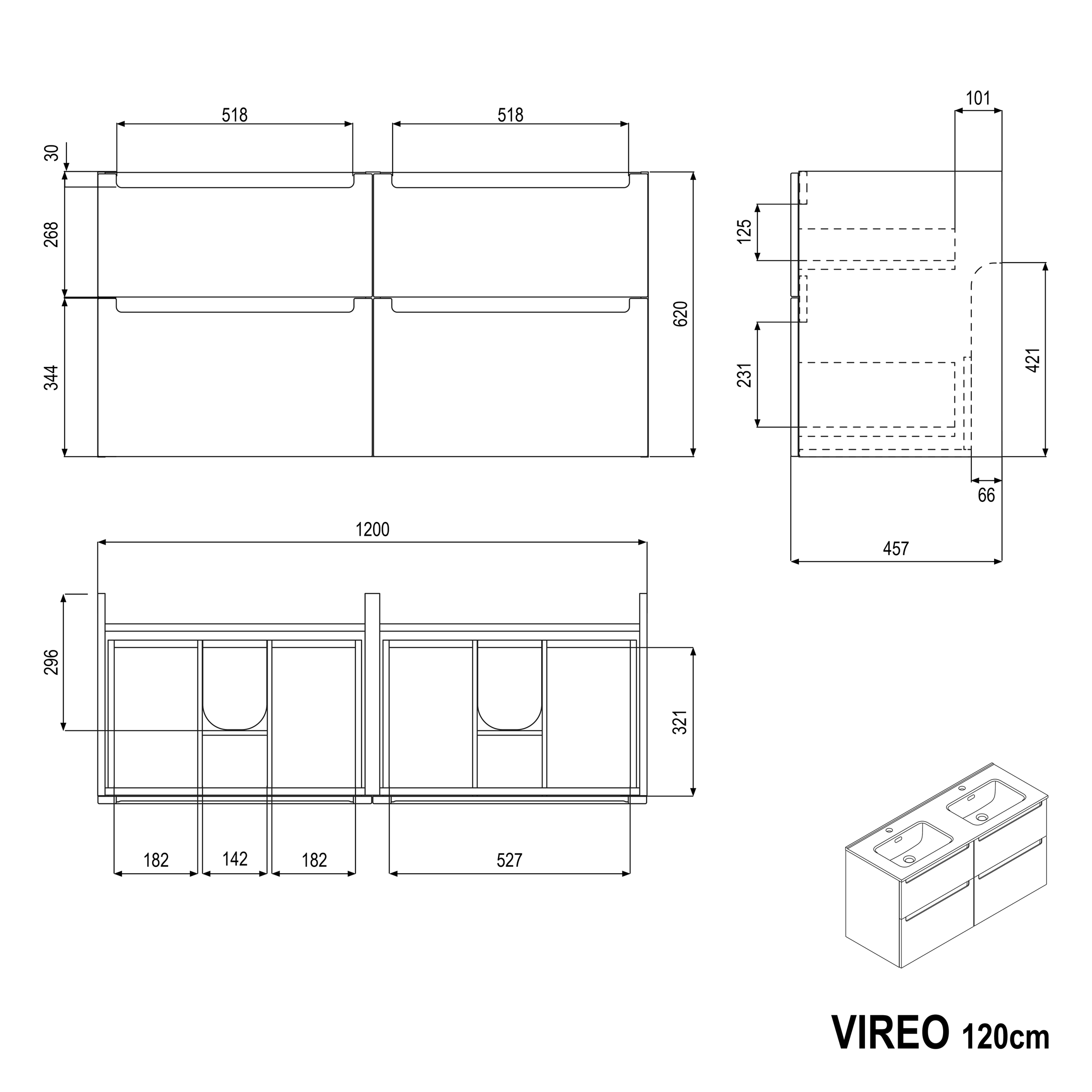 Underskab VIREO 120 cm