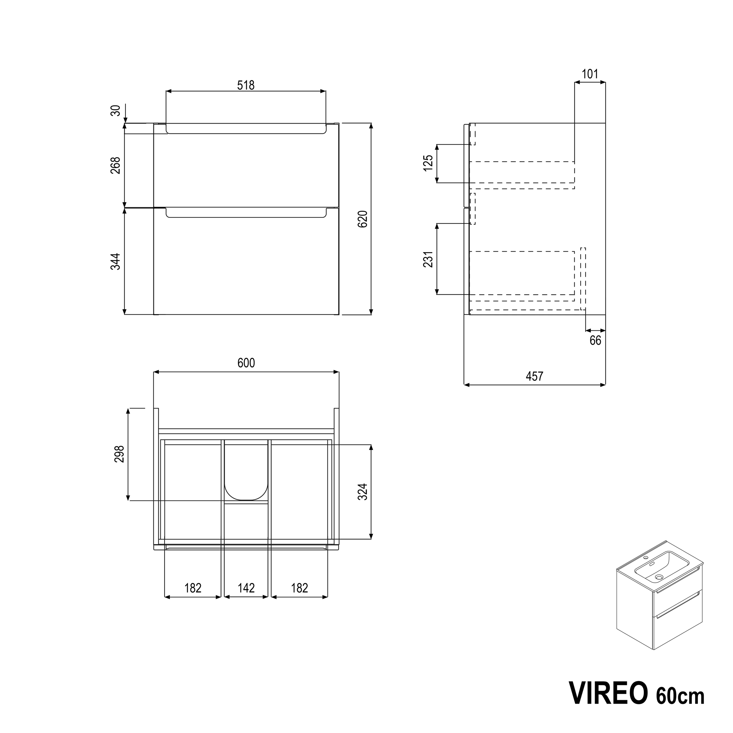 Underskab VIREO 60 cm