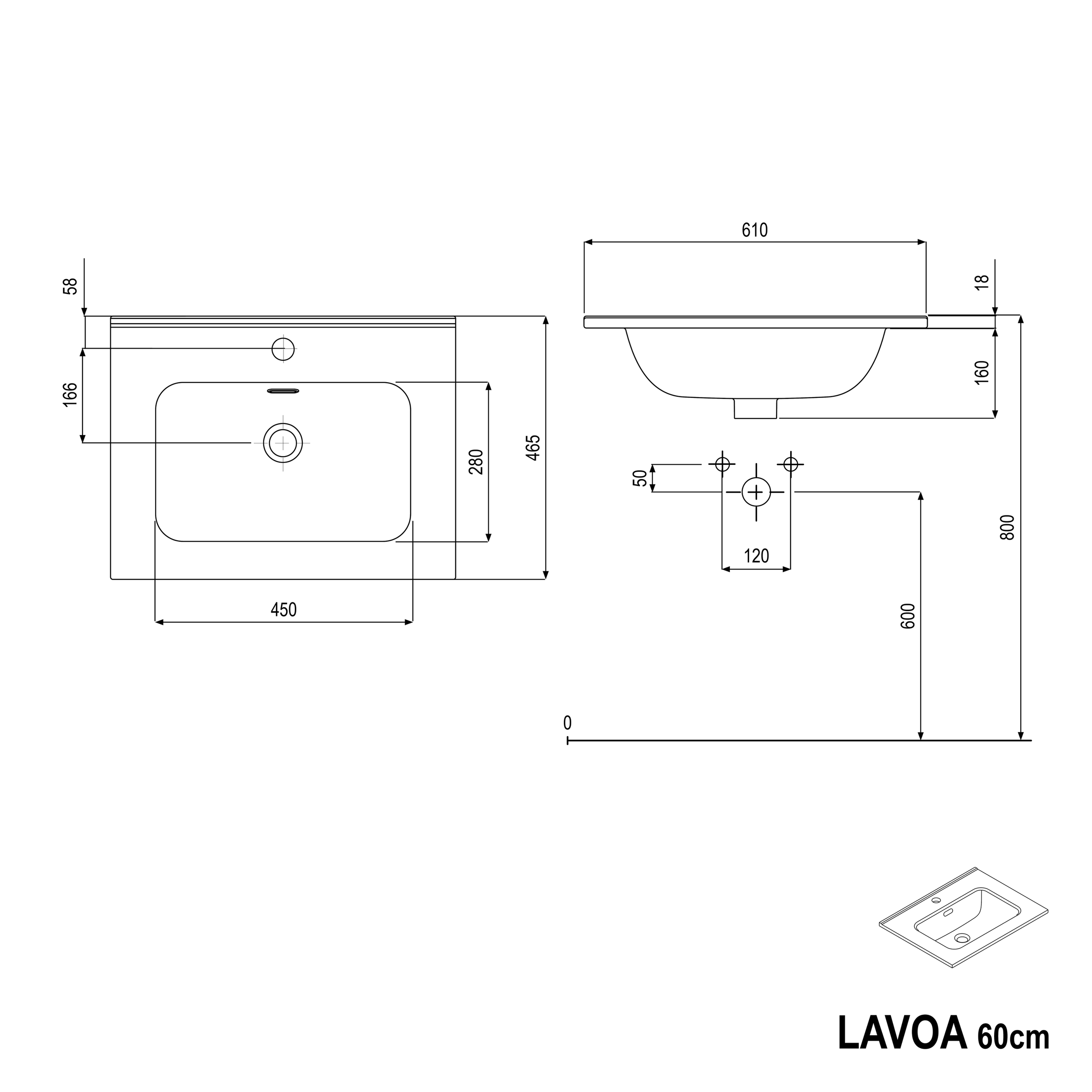 Underskab LAVOA 60 cm