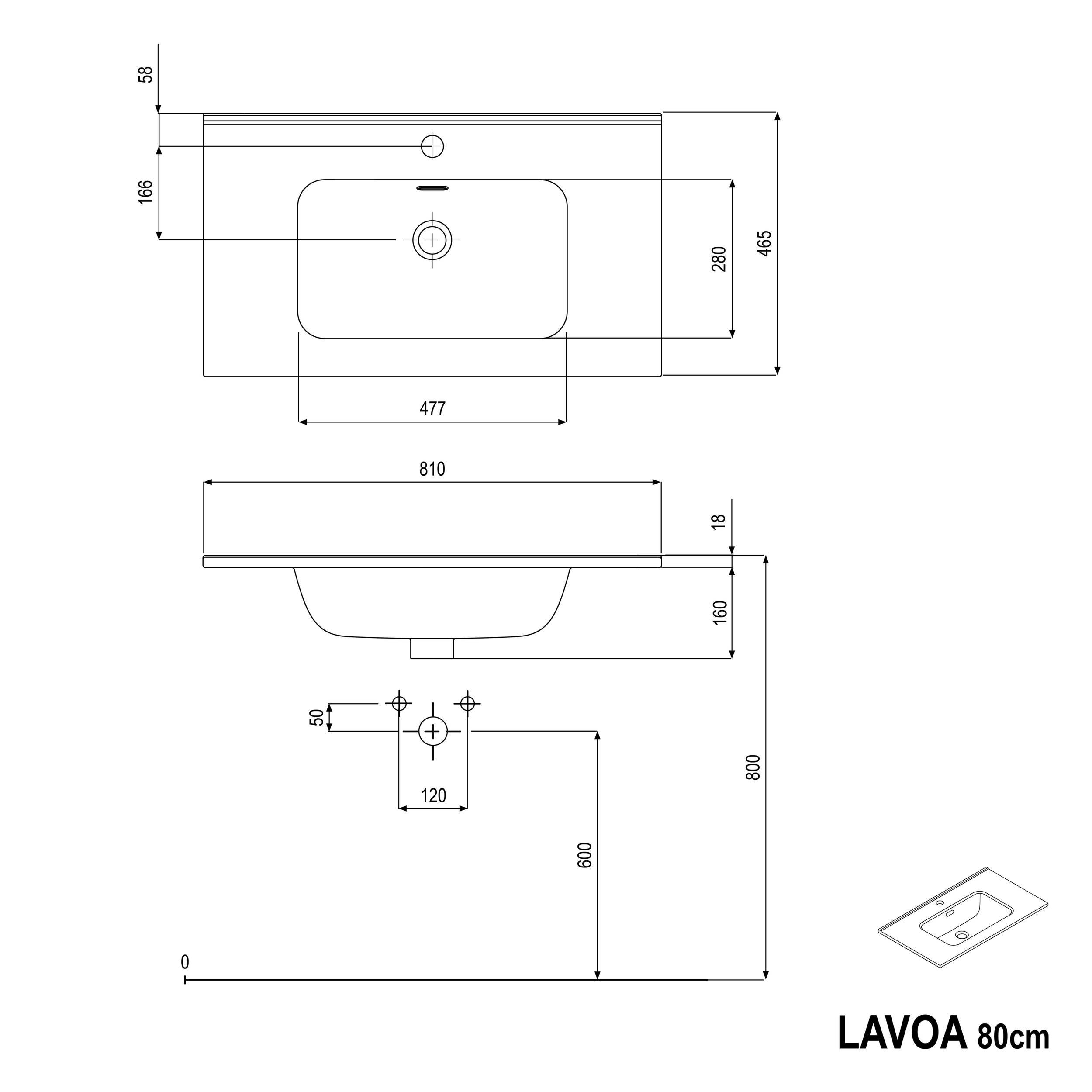 Underskab LAVOA 80 cm