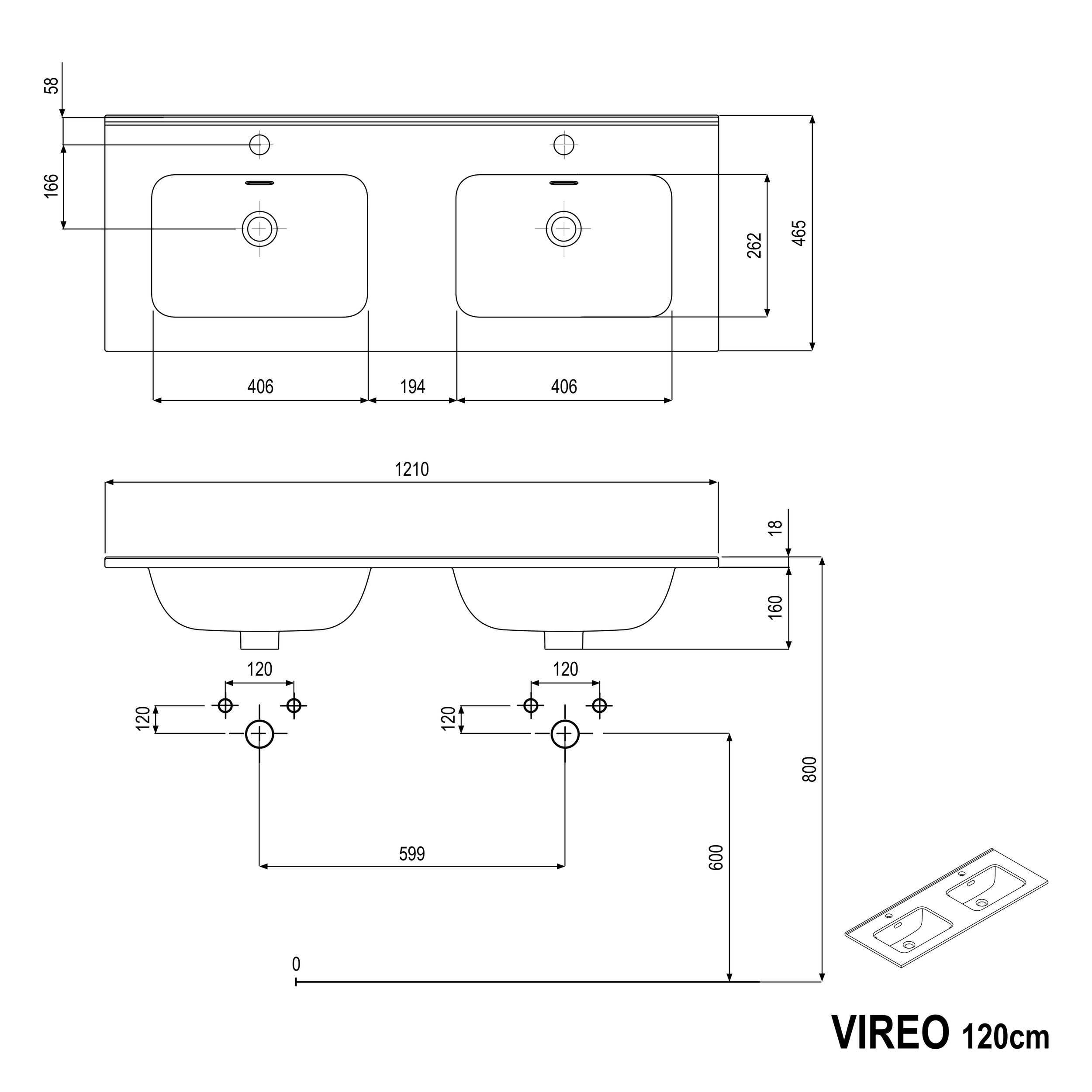 Underskab VIREO 120 cm