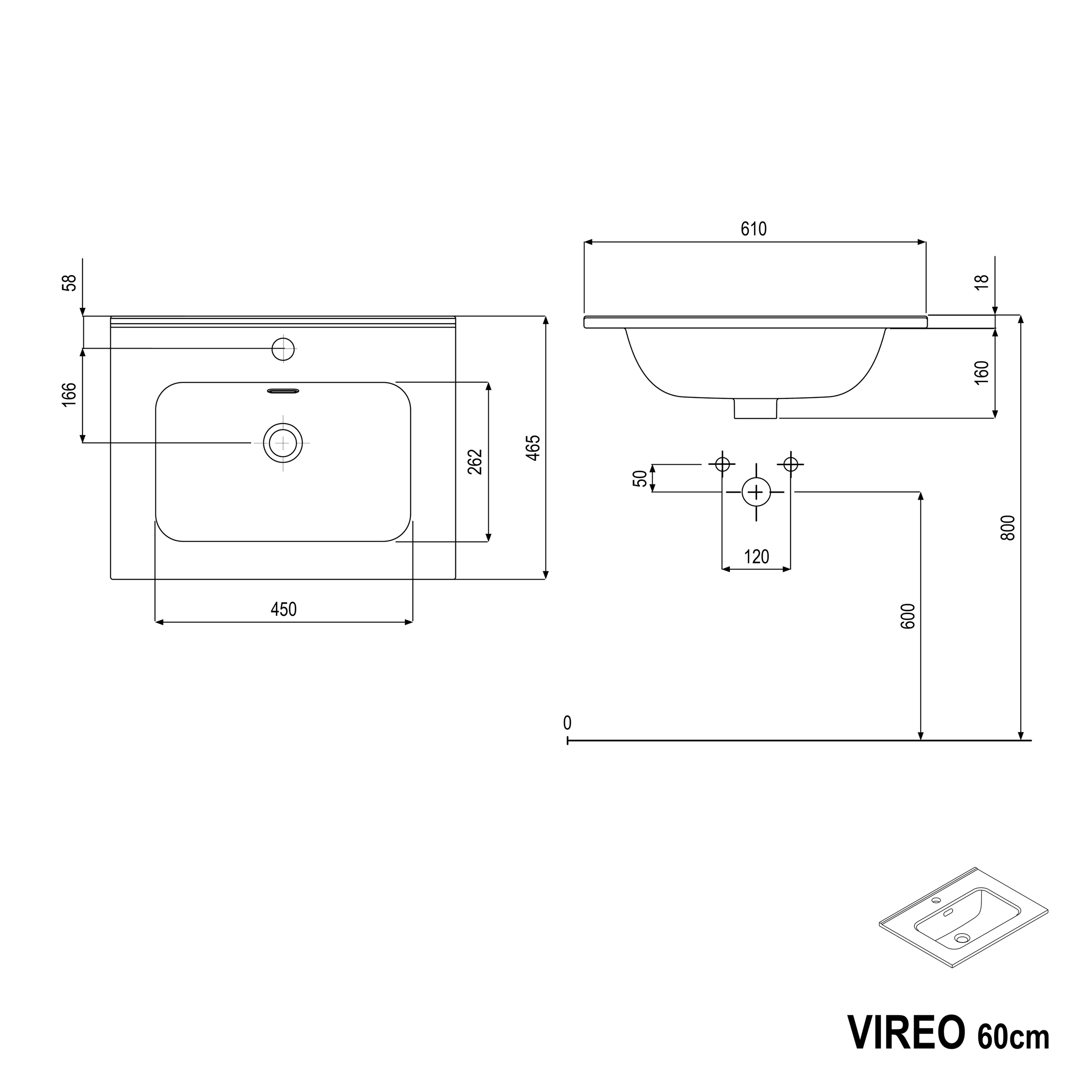 Underskab VIREO 60 cm