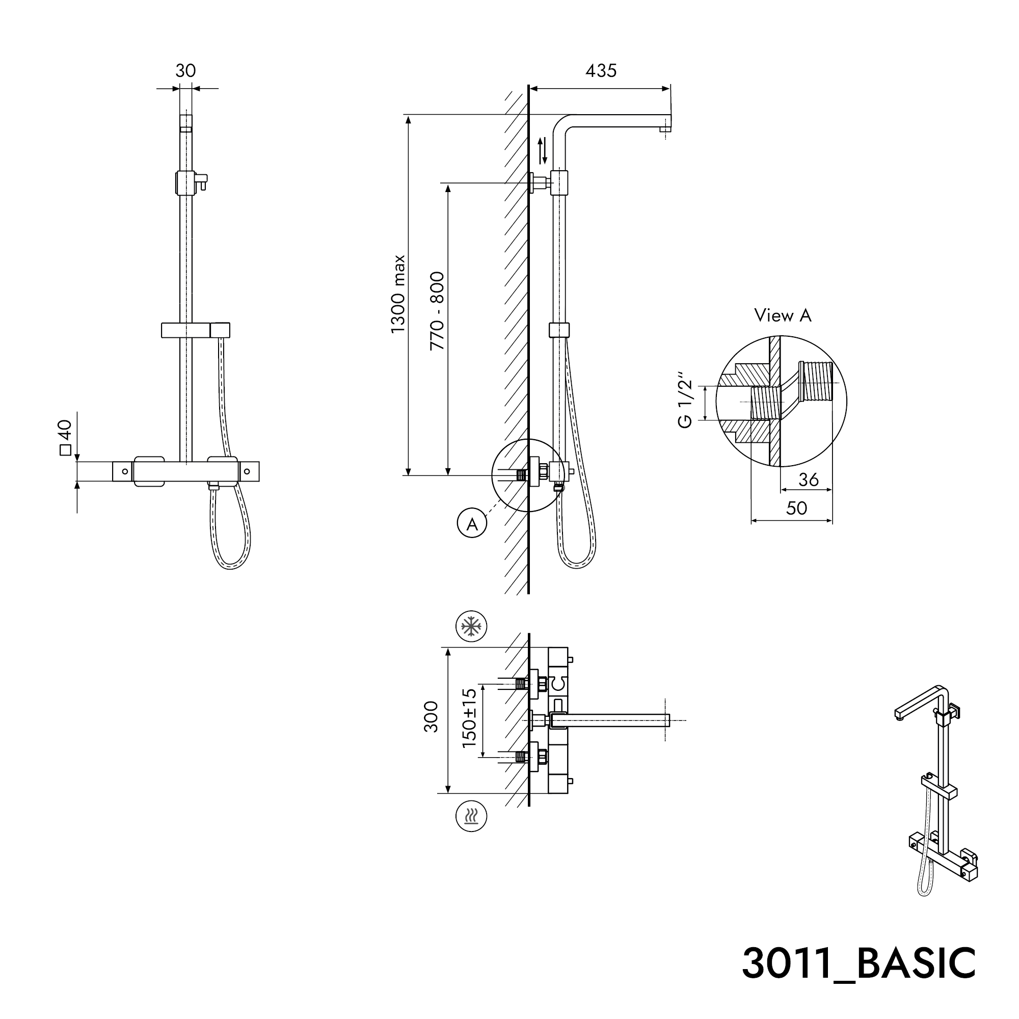 Design brusesøjle Thermostat 3011 Basic