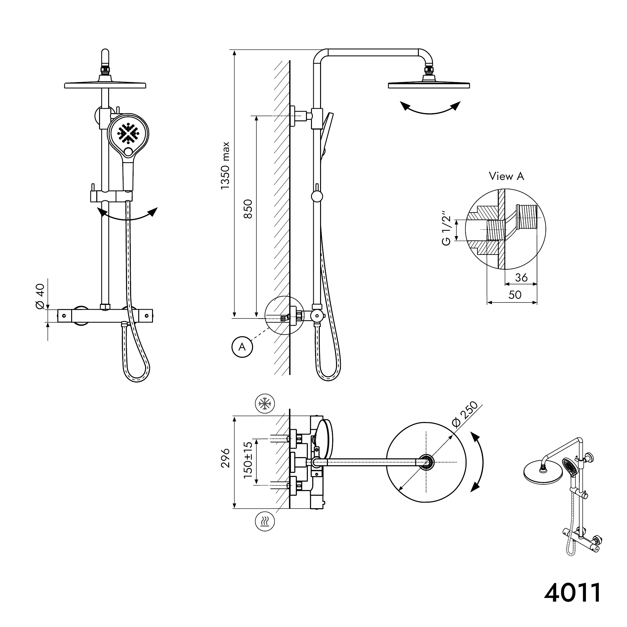 Design brusekolonne termostat 4011 BASIC
