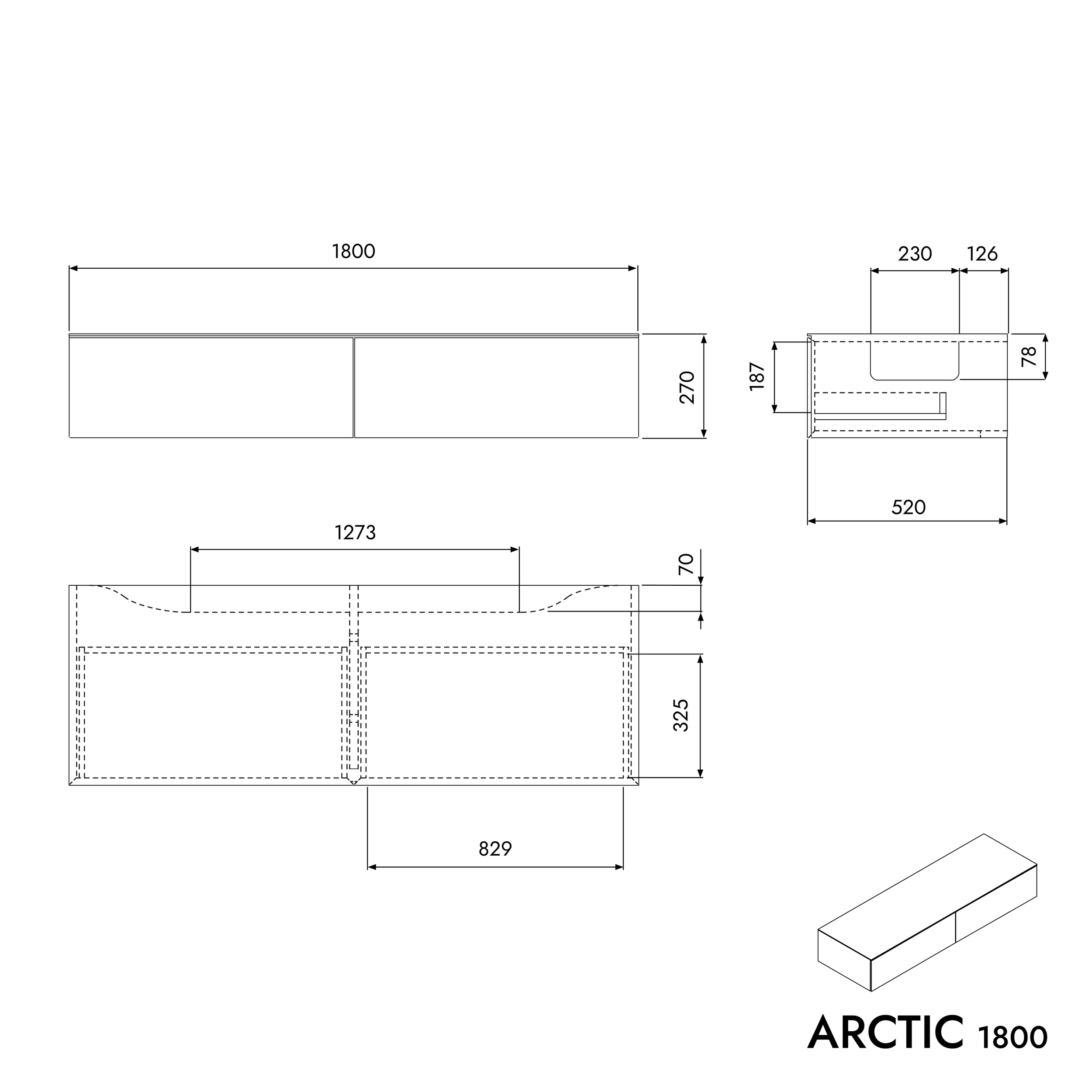 Vanity unit ARCTIC 1800