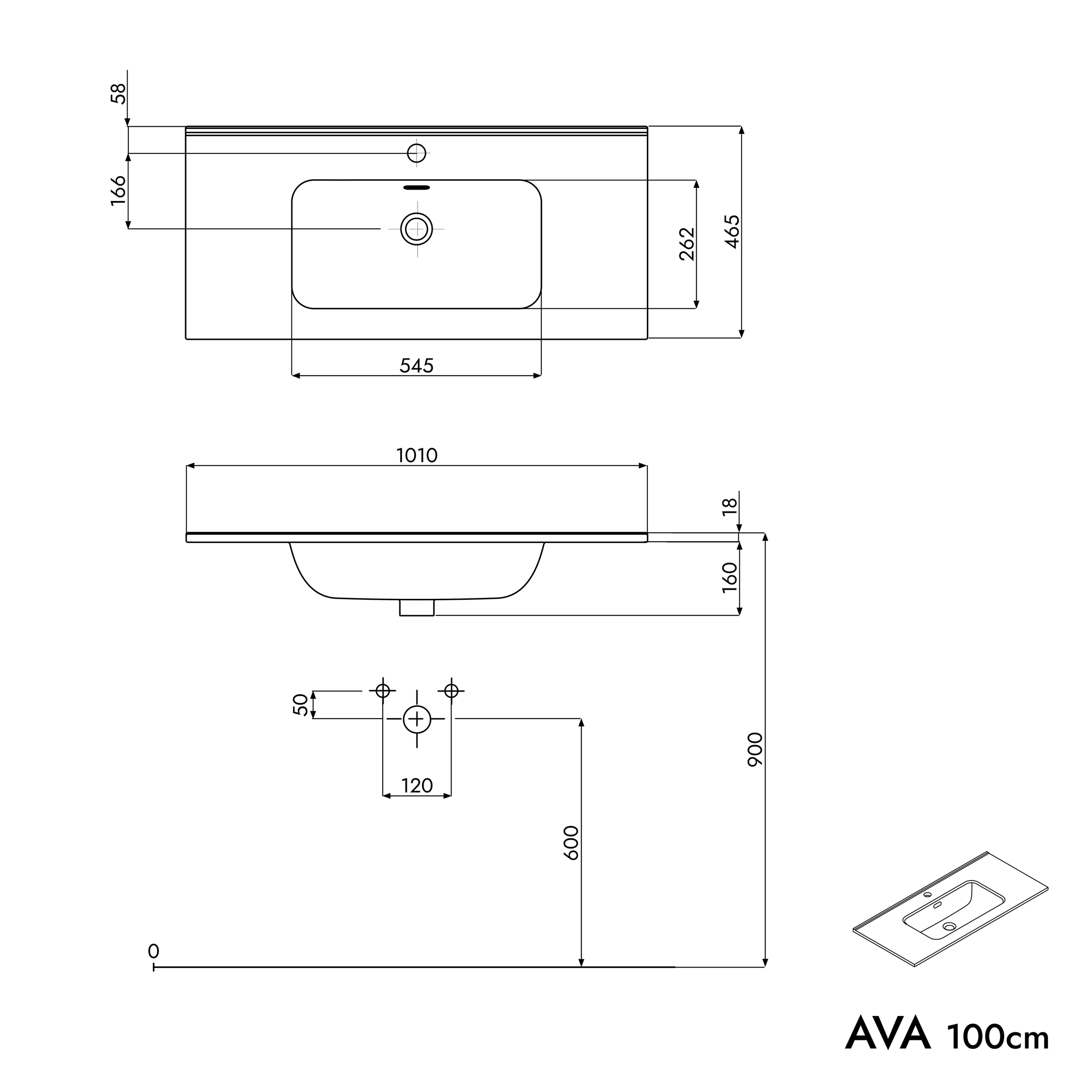 Unterschrank AVA 100 cm